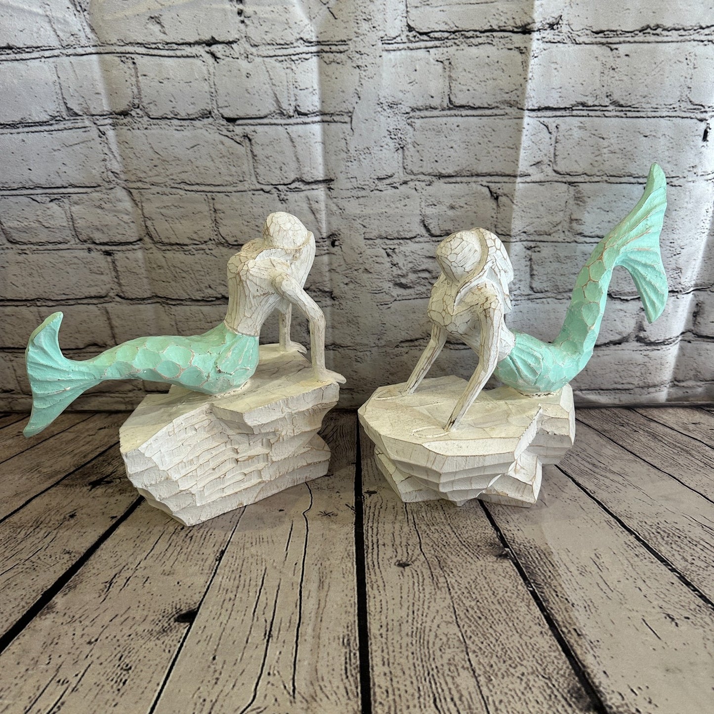 25cm Laying Front Wooden Mermaid Wall Decor Nautical Wood Mermaid Wall Sculpture