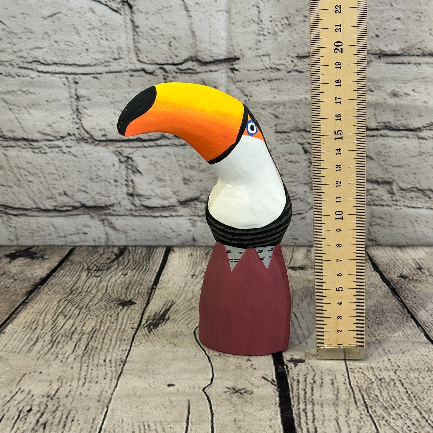 15cm Black Toucan Bird Ornament Statue Fair Trade Hand Made Carved Wood