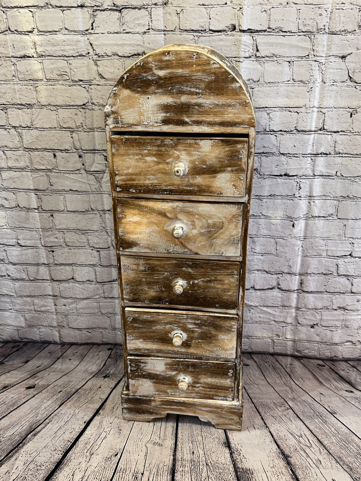 100cm x 30cm Brown 5 Draw Wooden Side Cabinet Living Hallway Storage Furniture