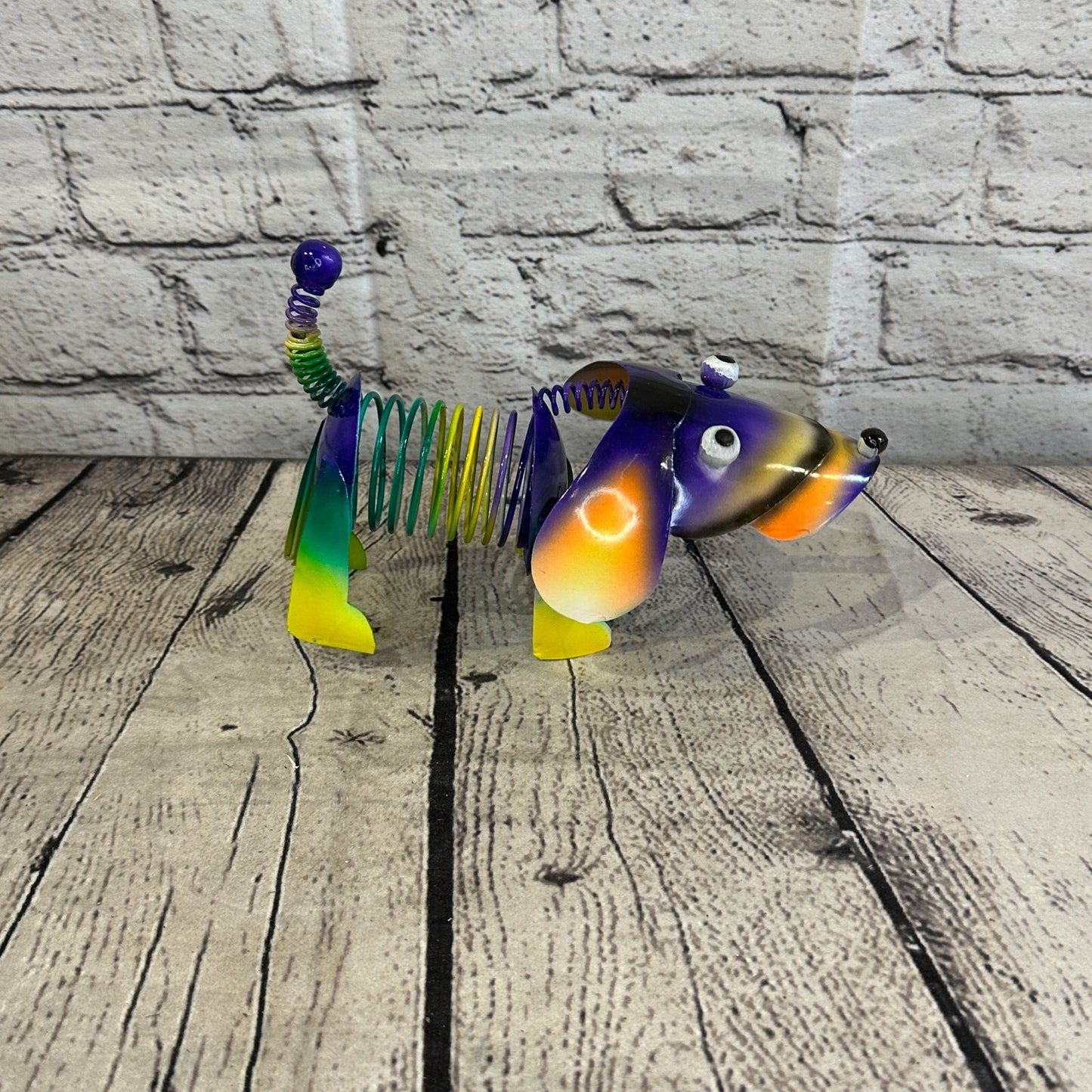 20cm x 15cm Purple Bight Colour Spring Dog Cartoon Ornament Painted Statue