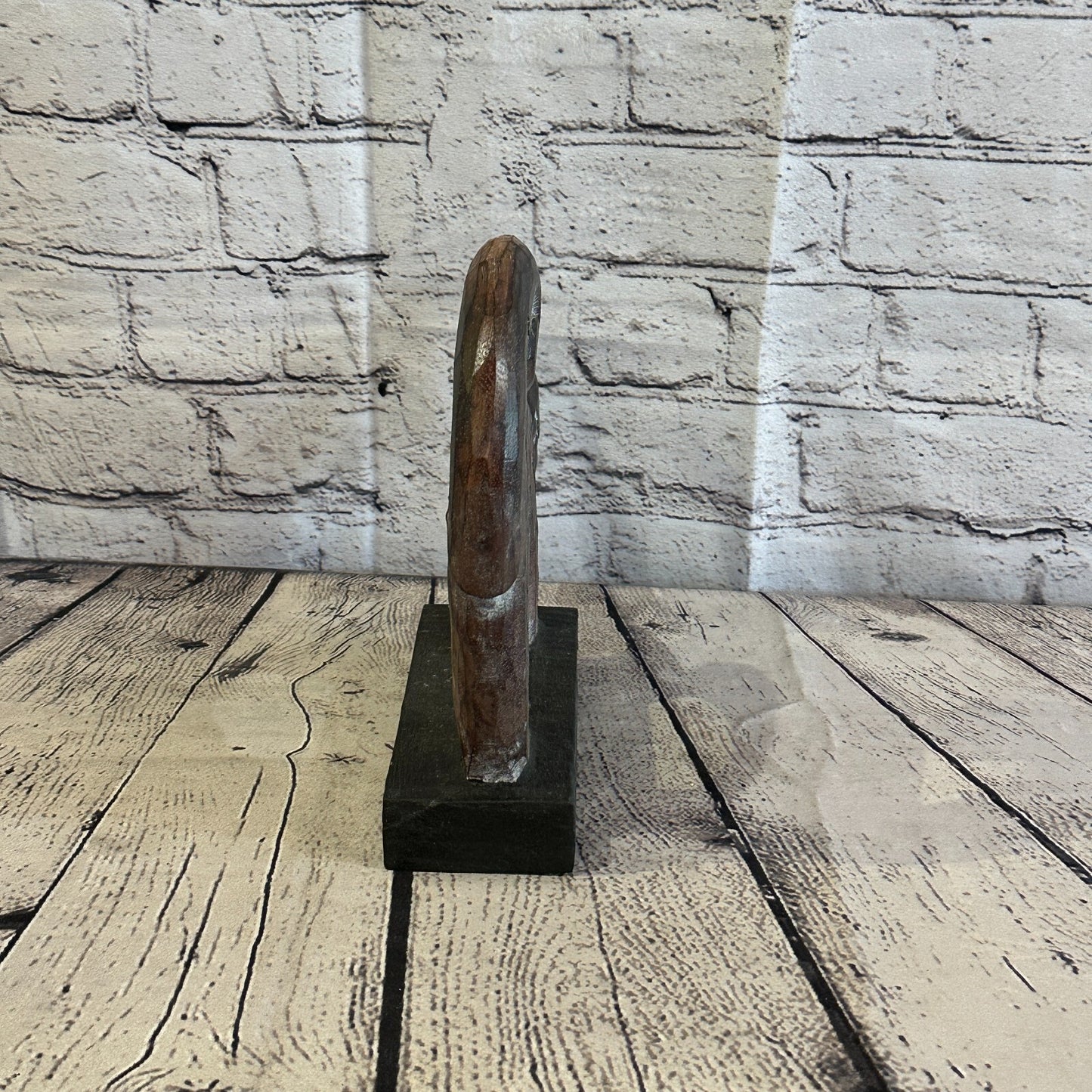 22cm x 20cm Wooden Tribal Primitive Black Cat Stand Sculpture Statue Art