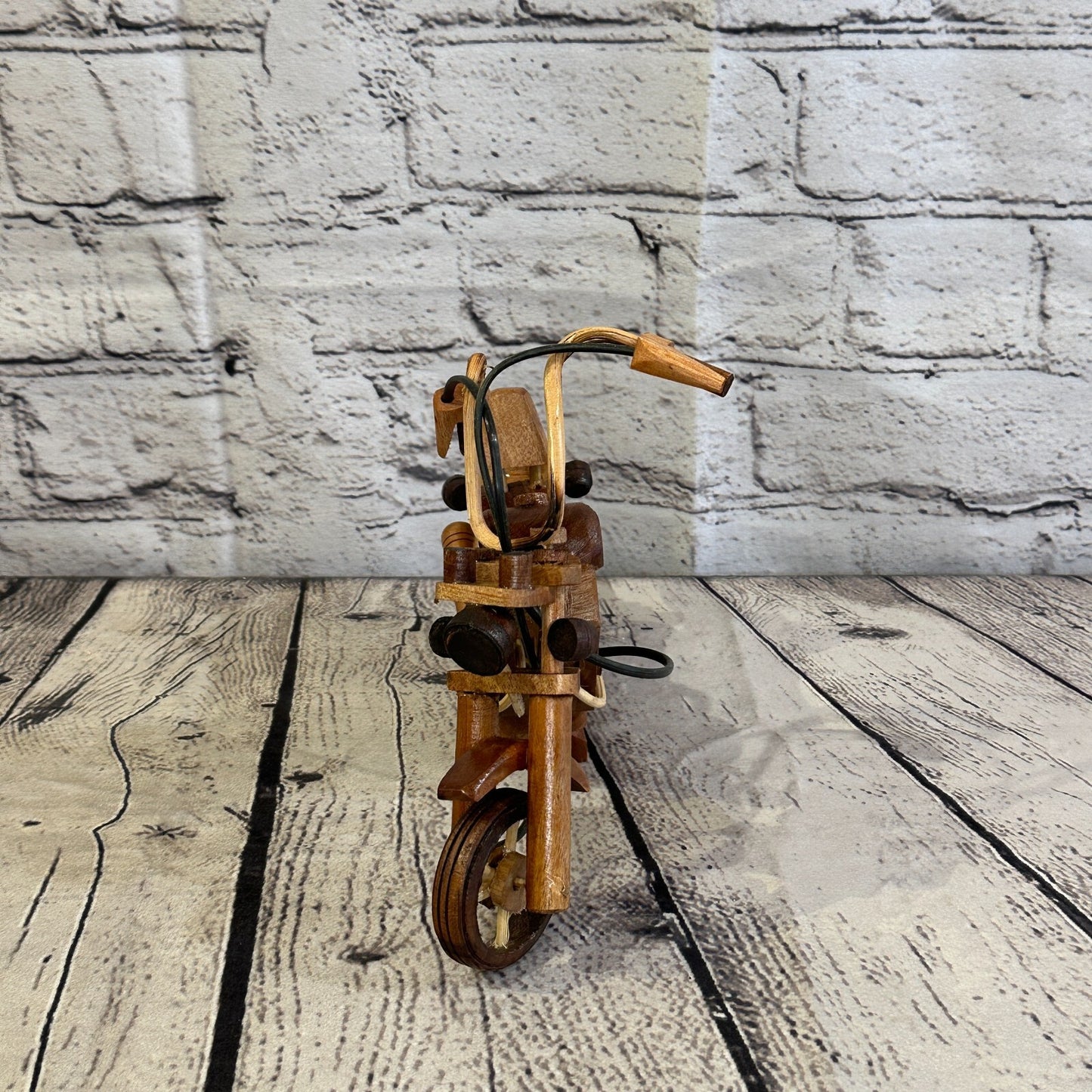 20cm Small Light Wood Motorbike Motorcycle Model Wooden Ornament Decorative Bike