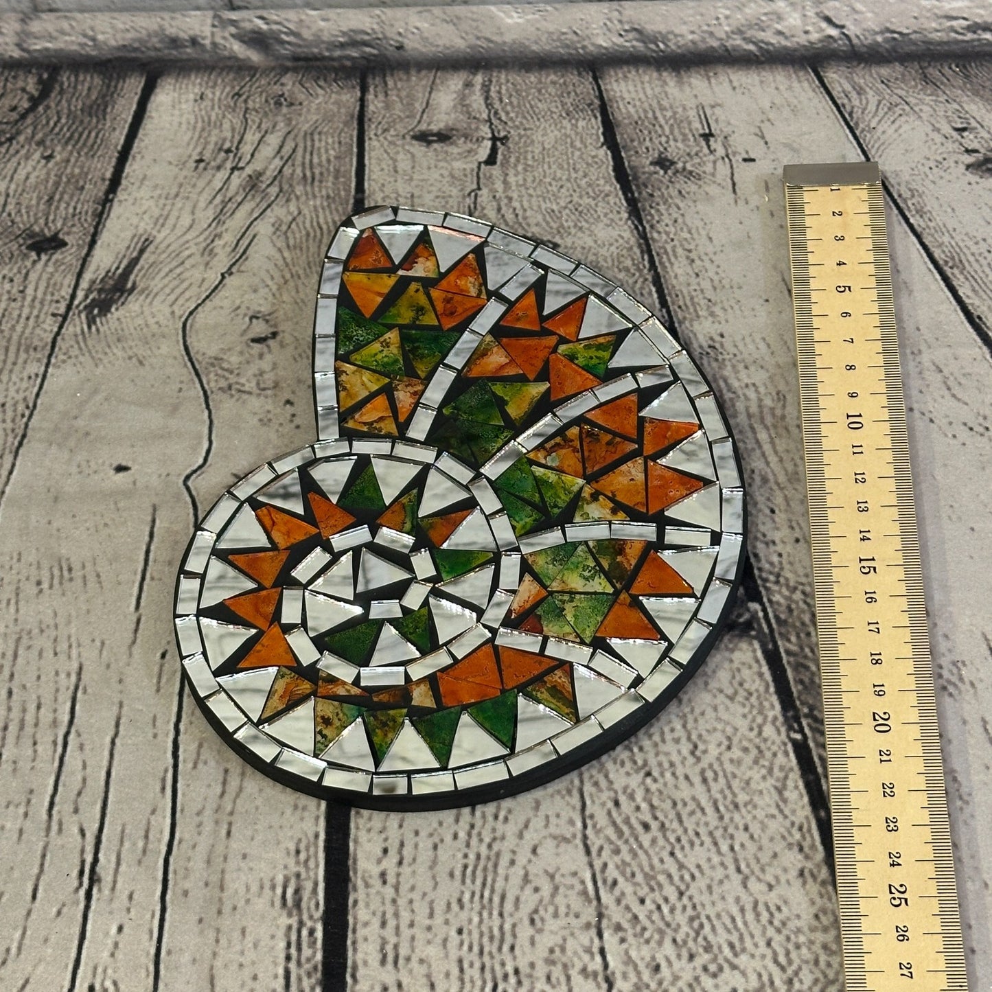 Orange Green Nautilus Shell Mosaic Tile Wall Mirror 20cm x 15cm Handmade New