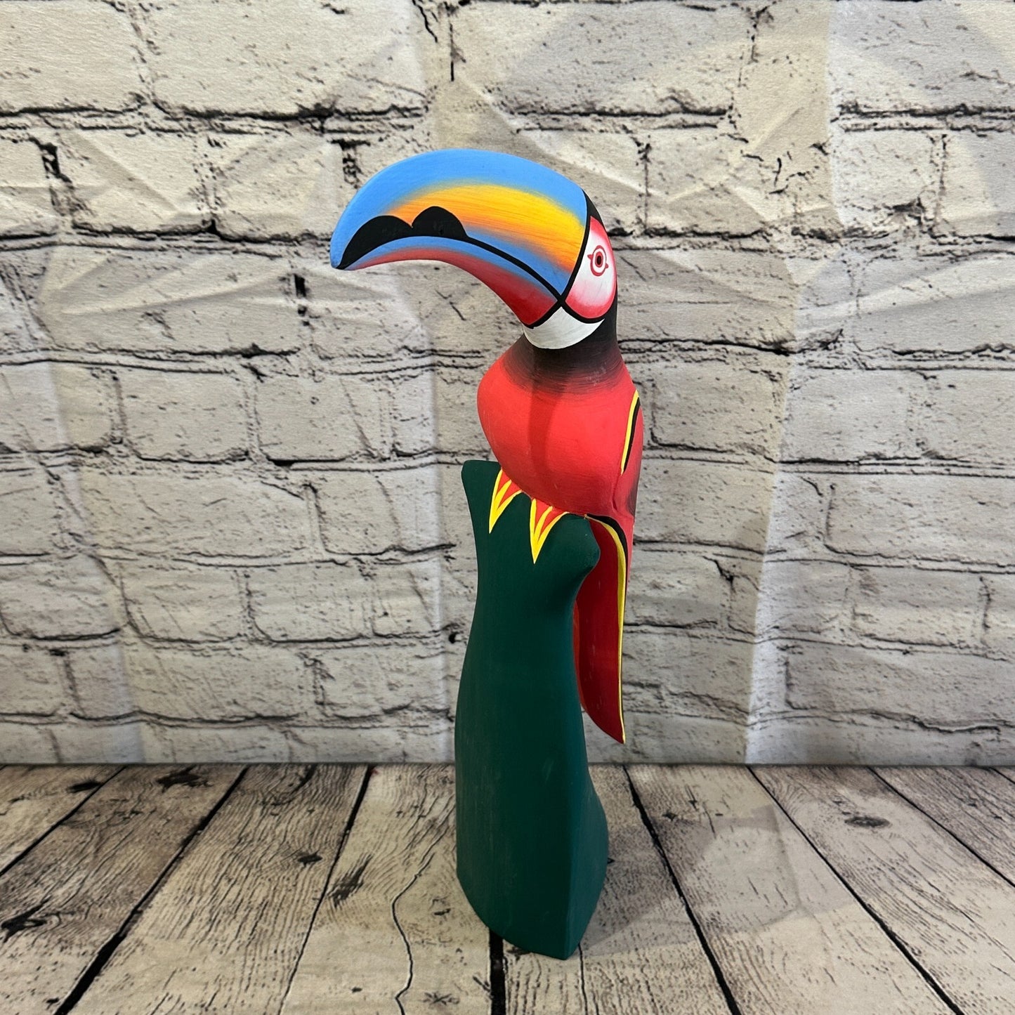 40cm Dark Red Toucan Bird Ornament Statue Fair Trade Hand Made Carved Wood