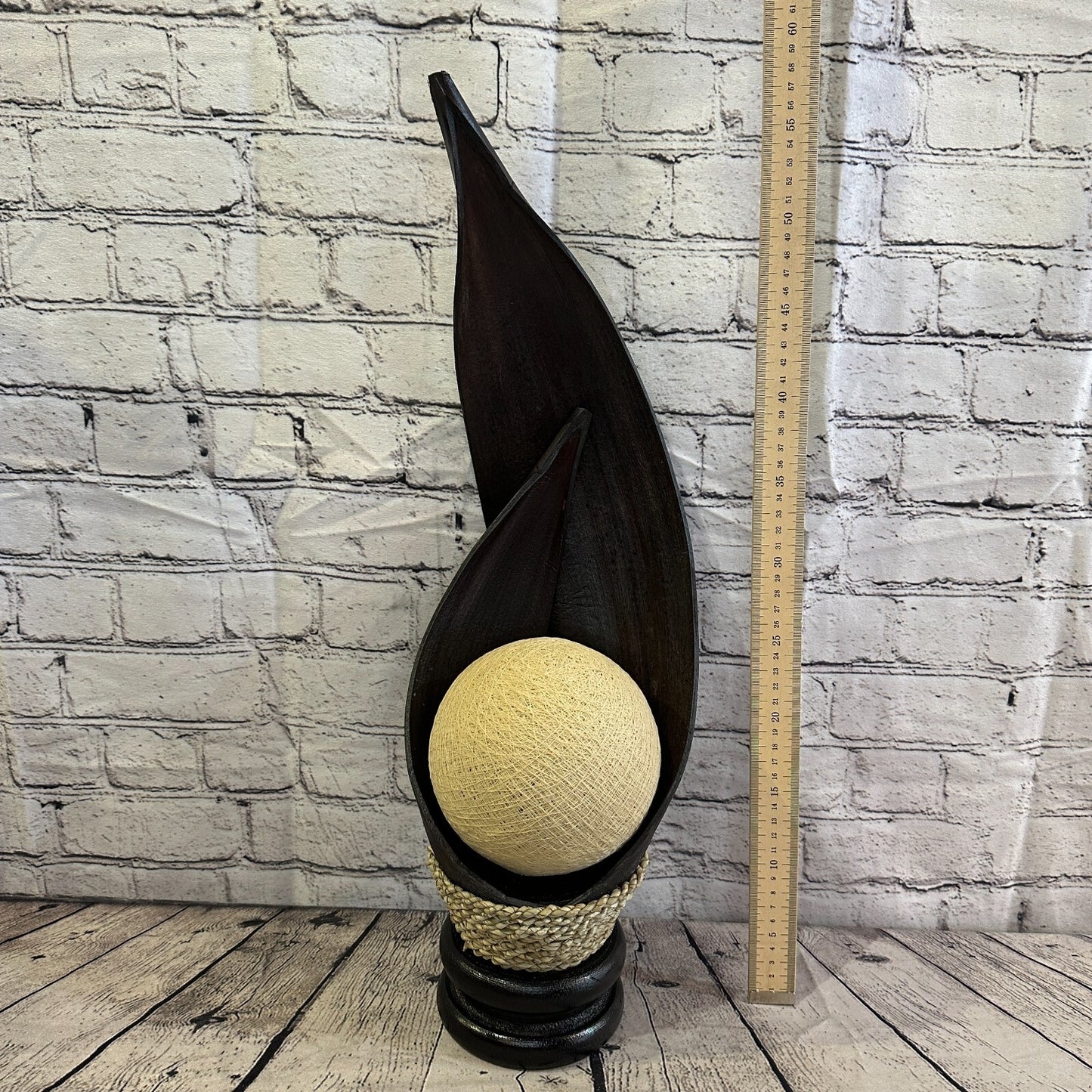 White Dark Brown Natural 60cm Tall Leaf Lamp Twist LED UK Mains Plug Design 4