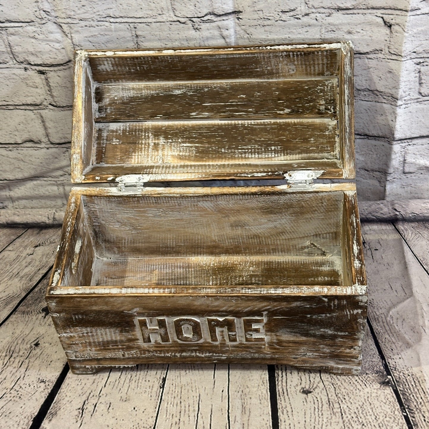 30cm x 20cm x 14cm Brown Home Wood Box Wooden Chest Storage Craft Handles Lid