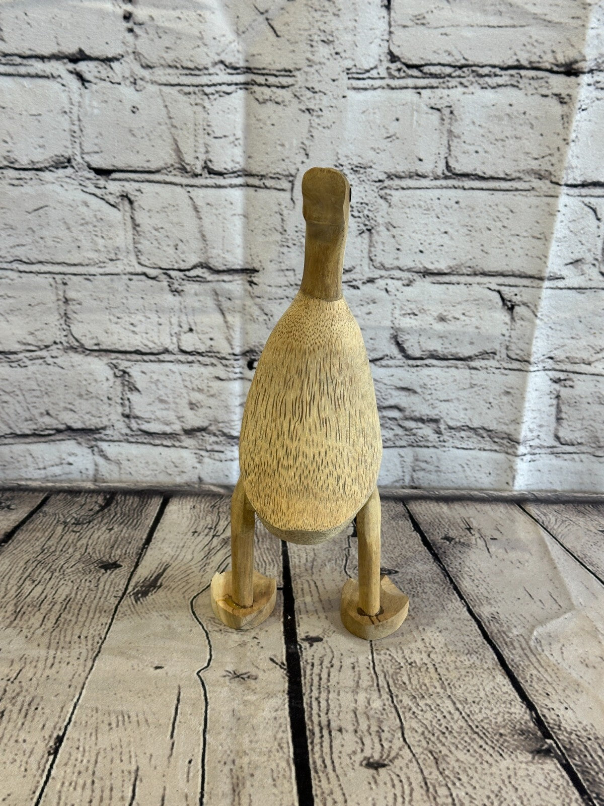 Looking Back 25cm Tall Wooden Hairy Duckling Baby Duck Bamboo Root Fairtrade