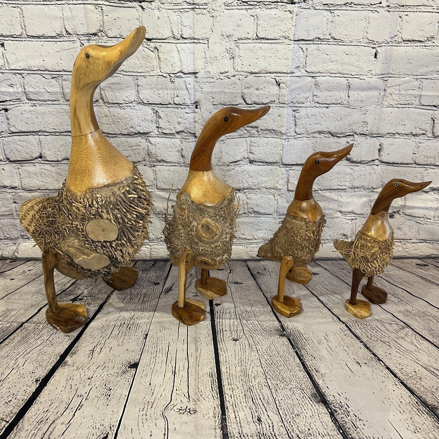 Looking Forward 40cm Tall Wooden Hairy Duckling Baby Duck Bamboo Root Fairtrade