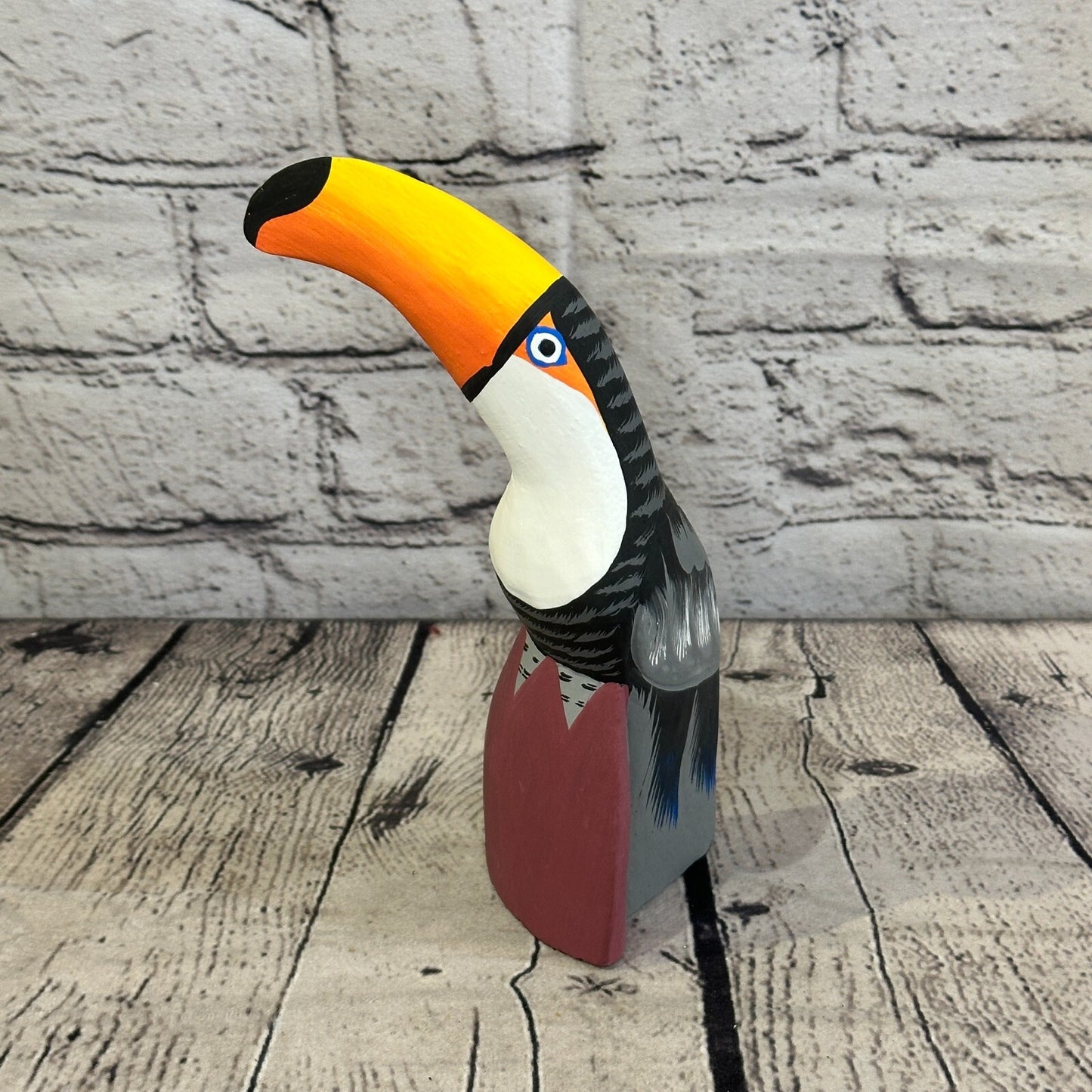 15cm Black Toucan Bird Ornament Statue Fair Trade Hand Made Carved Wood