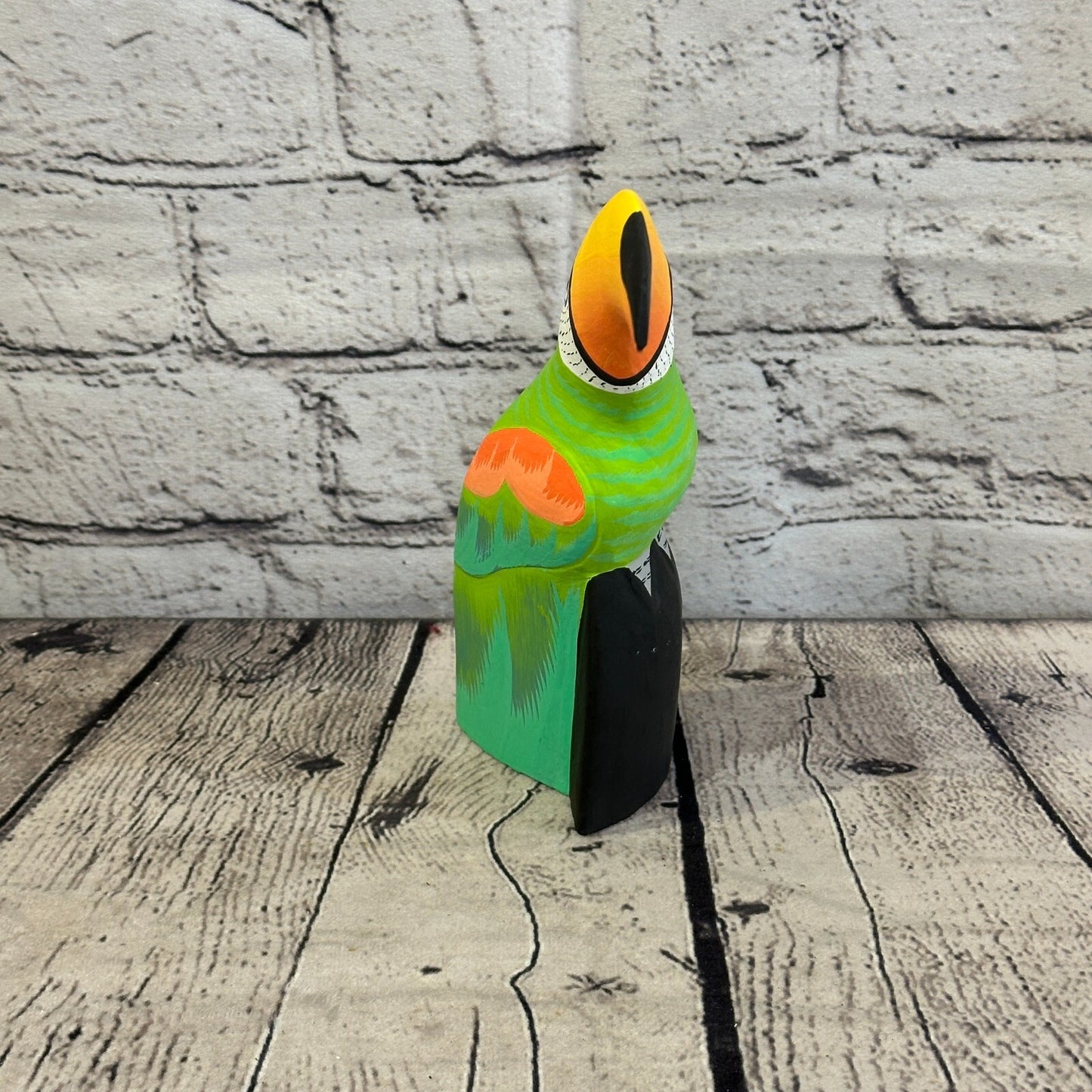 15cm Green Toucan Bird Ornament Statue Fair Trade Hand Made Carved Wood