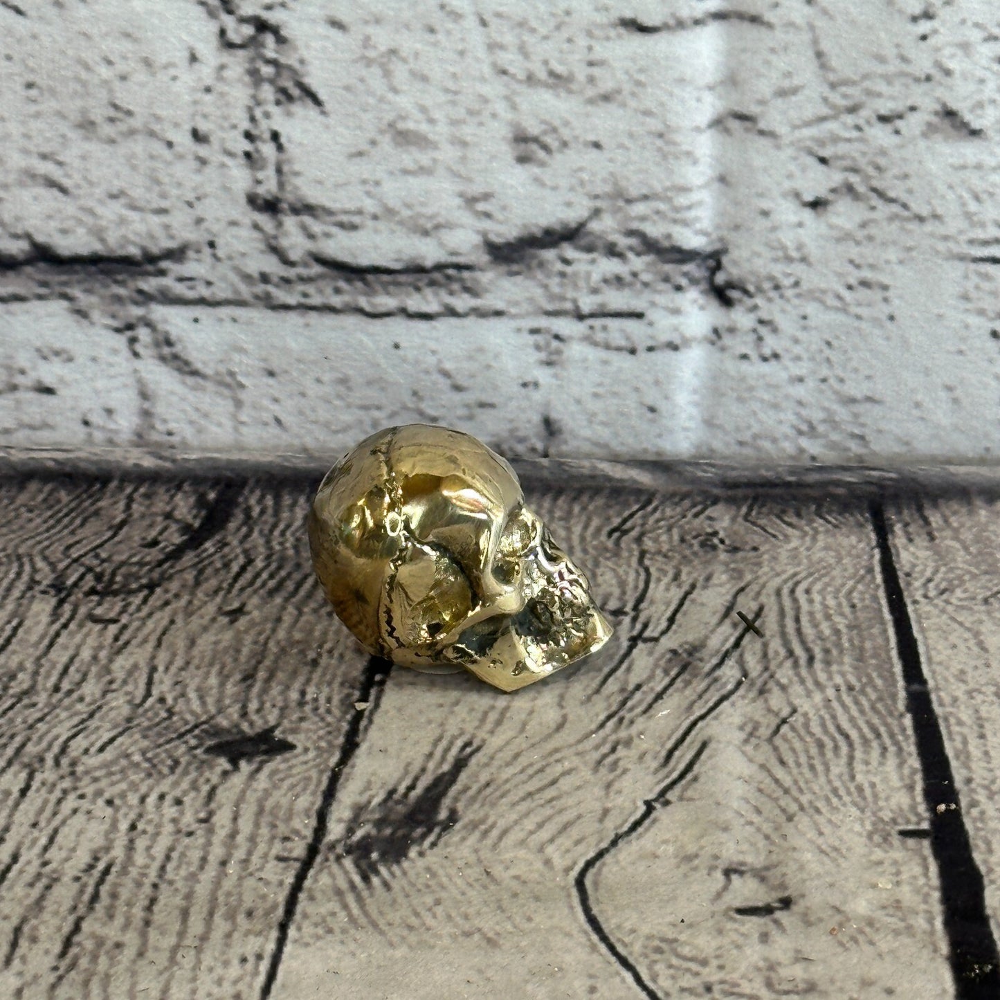 4cm x 4cm Antique Bronze Colour Skull Human Head Sculpture Ornament Home Office