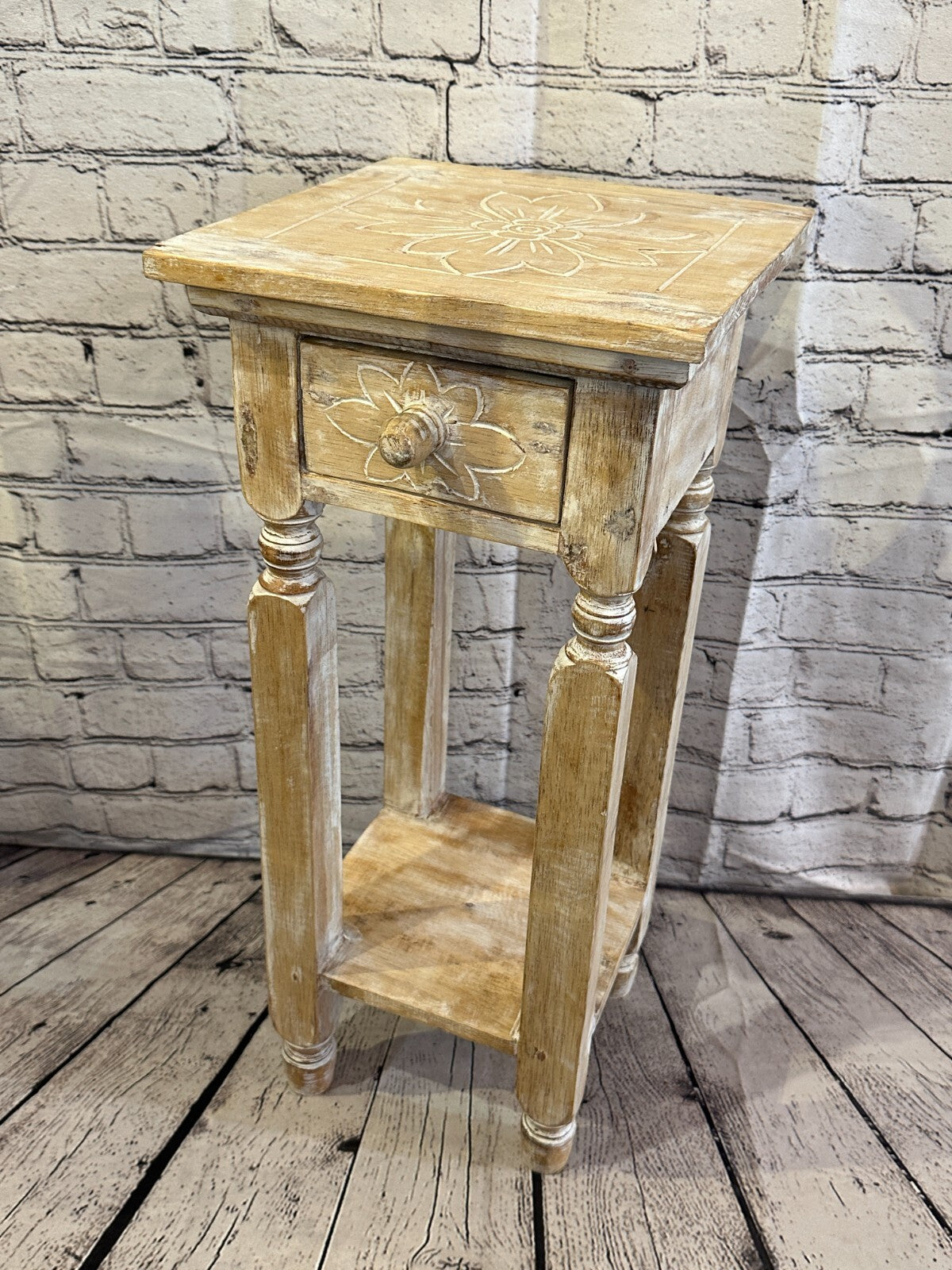 60cm x 25cm Cream 1 Draw Wooden Side Cabinet Living Hallway Storage Furniture