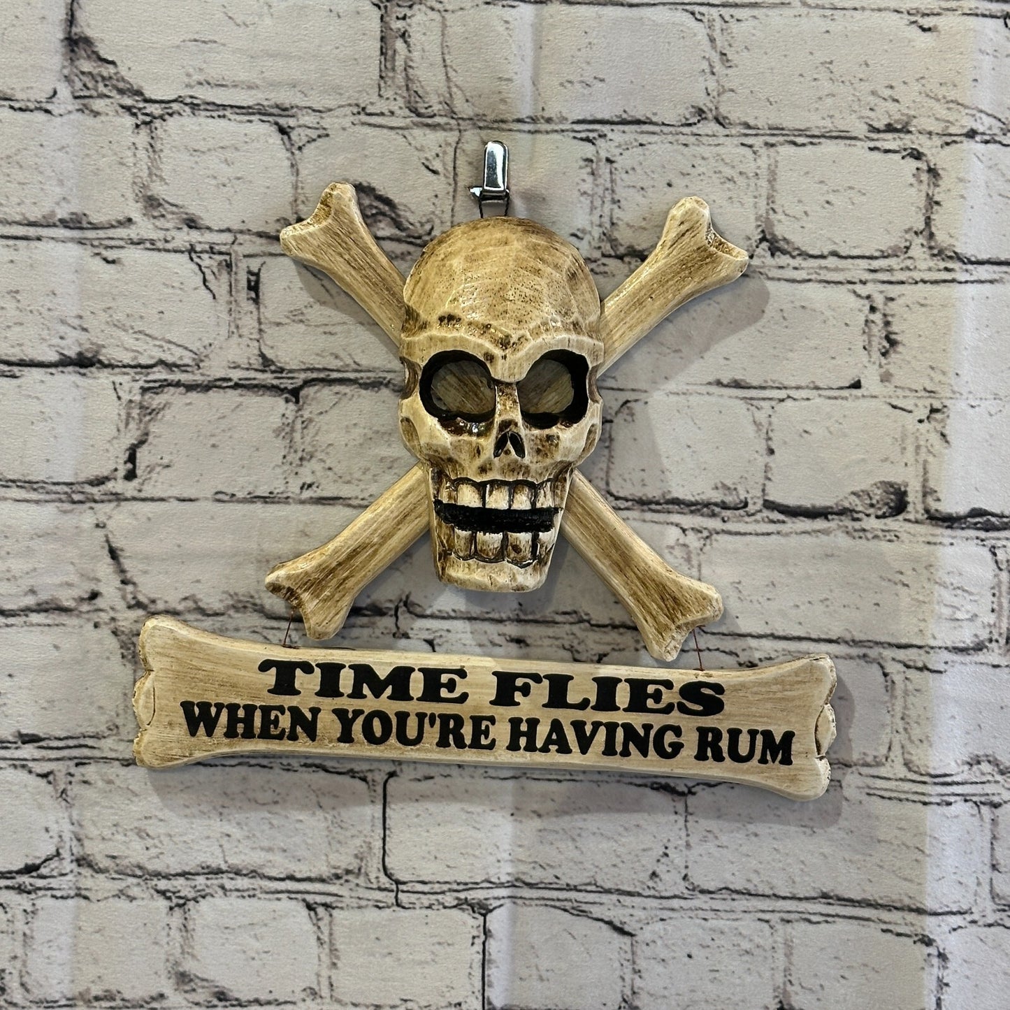 Skull & Crossbones Time Flies Rum Drink Pirate Sign Door Plaque 30cm x 25cm