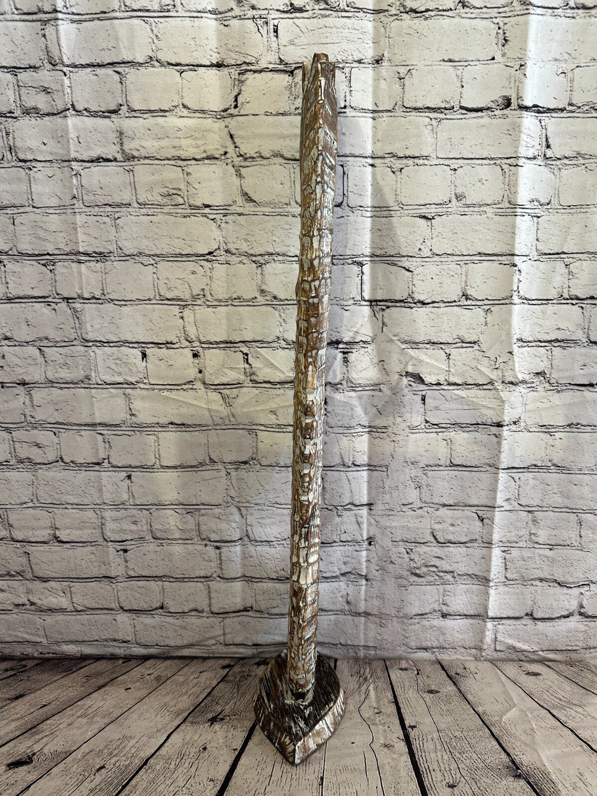 80cm Brown Plain Wooden Shabby Seahorse Statue Ornament Fair Trade Handcarved
