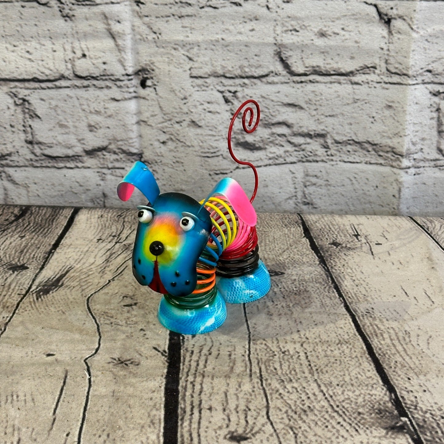 10cm x 10cm Blue Bight Colour Spring Dog Cartoon Ornament Painted Statue