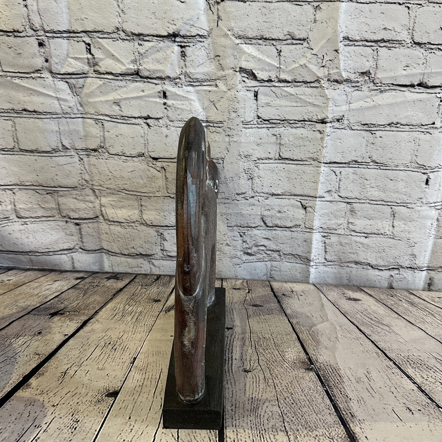 35cm x 35cm Wooden Tribal Primitive Black Cat Stand Sculpture Statue Art