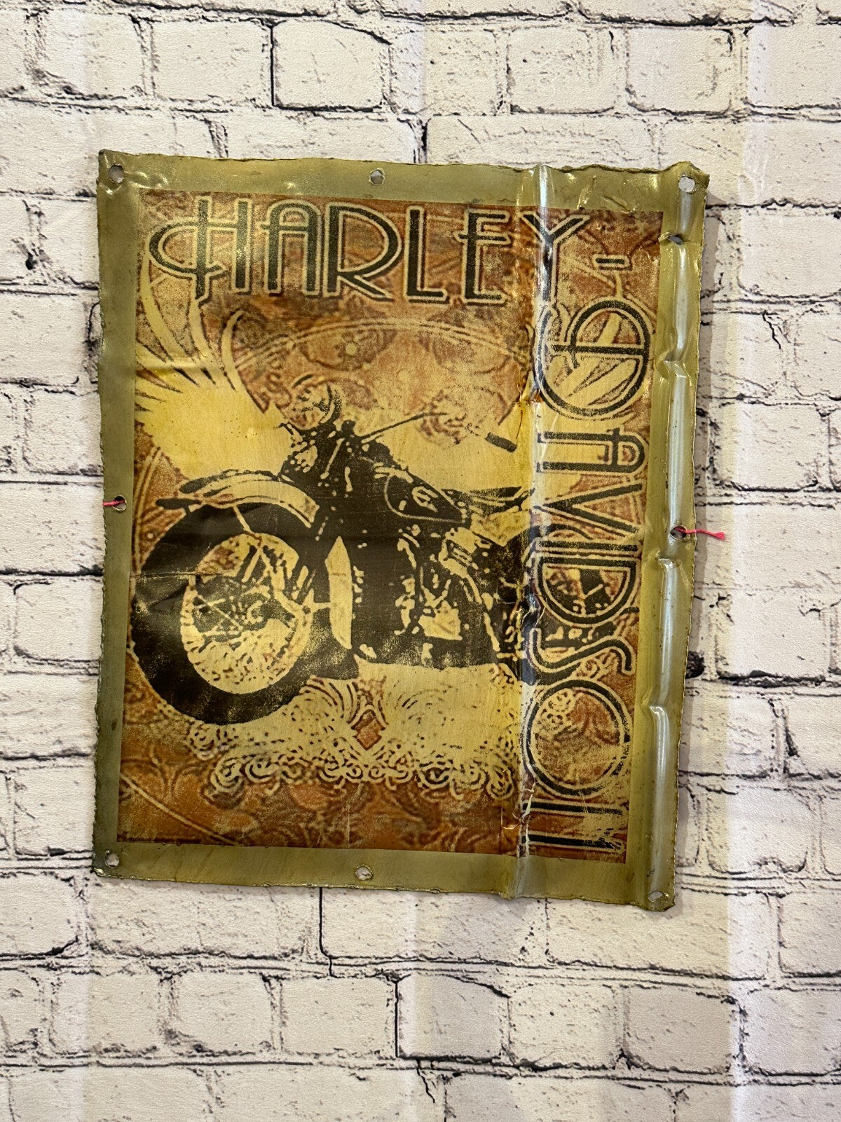 Motorbike Harley Davidson Advert Wall Plaque 42cm x 36cm Vintage Retro Tin Sign