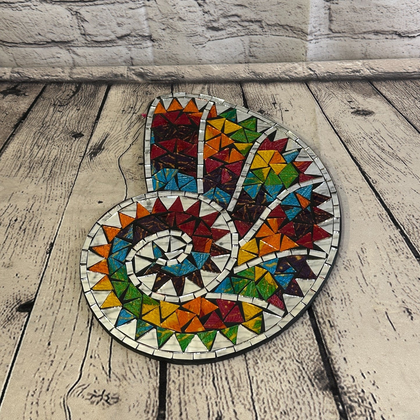 Rainbow Nautilus Shell Mosaic Tile Wall Mirror 30cm x 25cm Handmade New