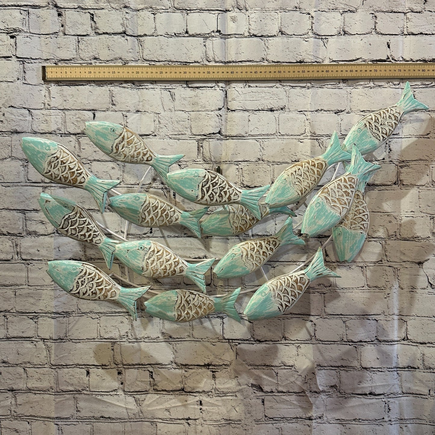 80cm Green Brown Shoal Of Fish On Wood Fish Decoration Fish Shoal Sprats Fish