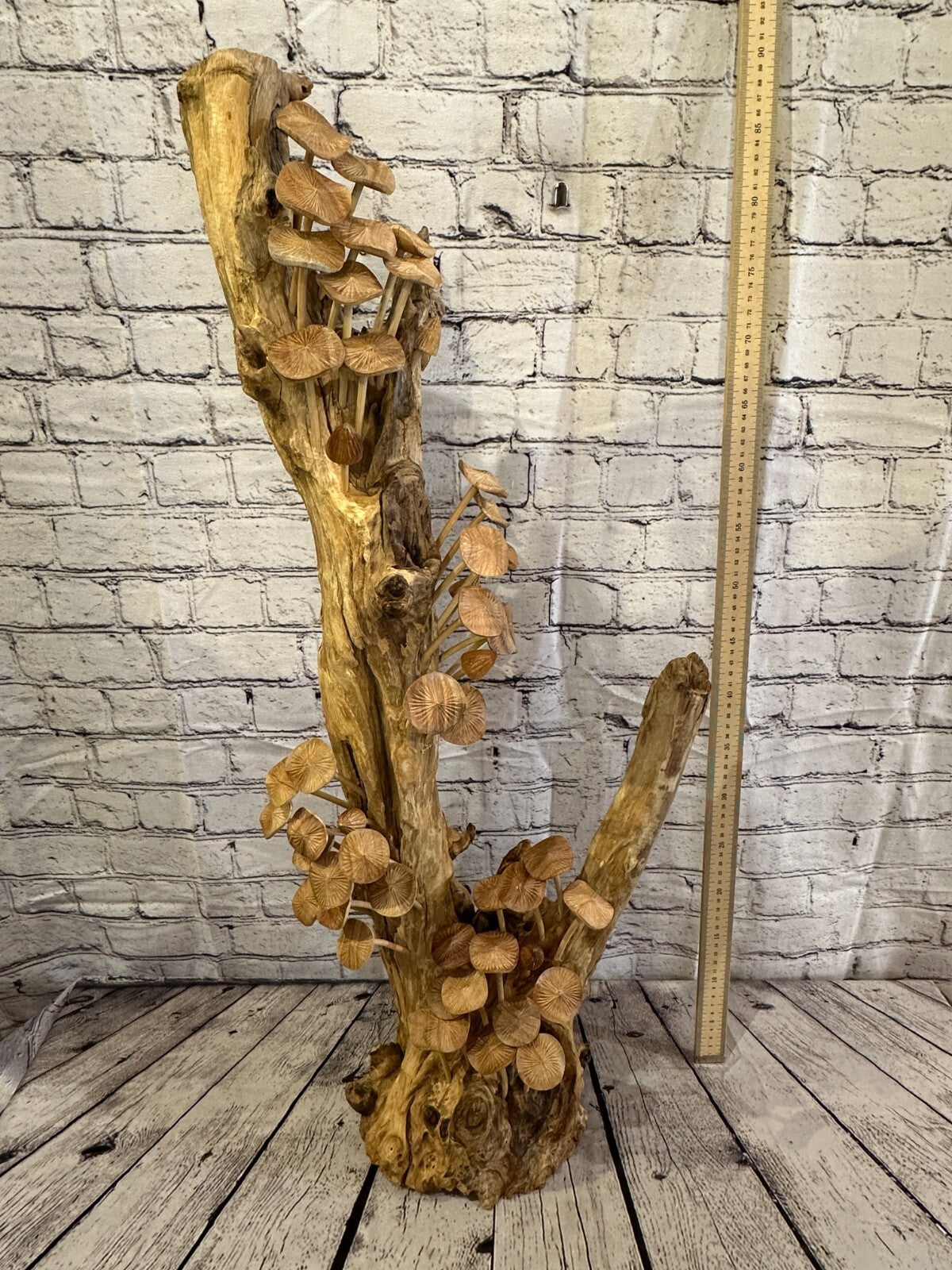 90cm Tall Mushrooms Cluster Parasite Ornament Natural Carving Fairtrade Wooden