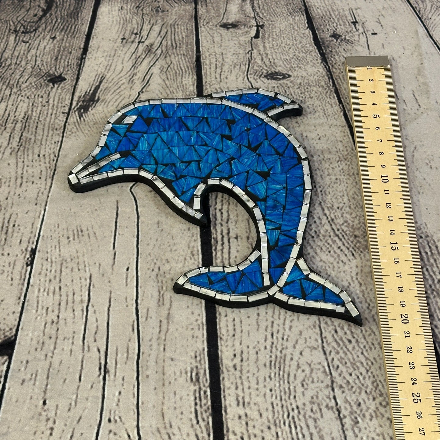 Dark Blue Dolphin Fish Mosaic Tile Wall Mirror 20cm x 20cm Handmade New