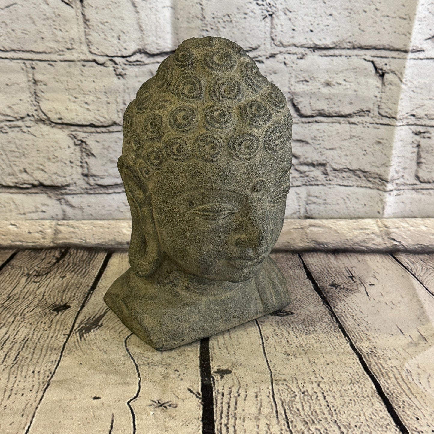 Thai Buddha Head Stone Garden 20cm x 12cm Ornament Outdoor Indoor Statue Hindu