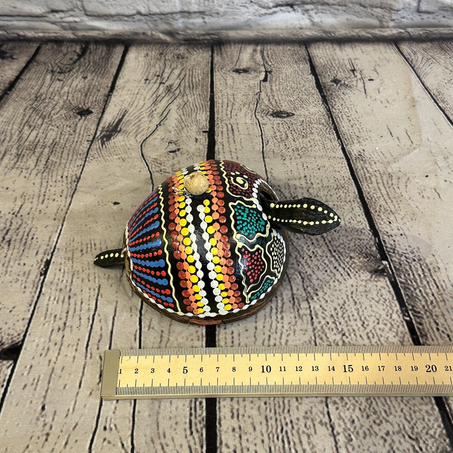 Pull Back Carved Coconut Shell Nodder Bobble Head Tail Sea Turtle Tortoise
