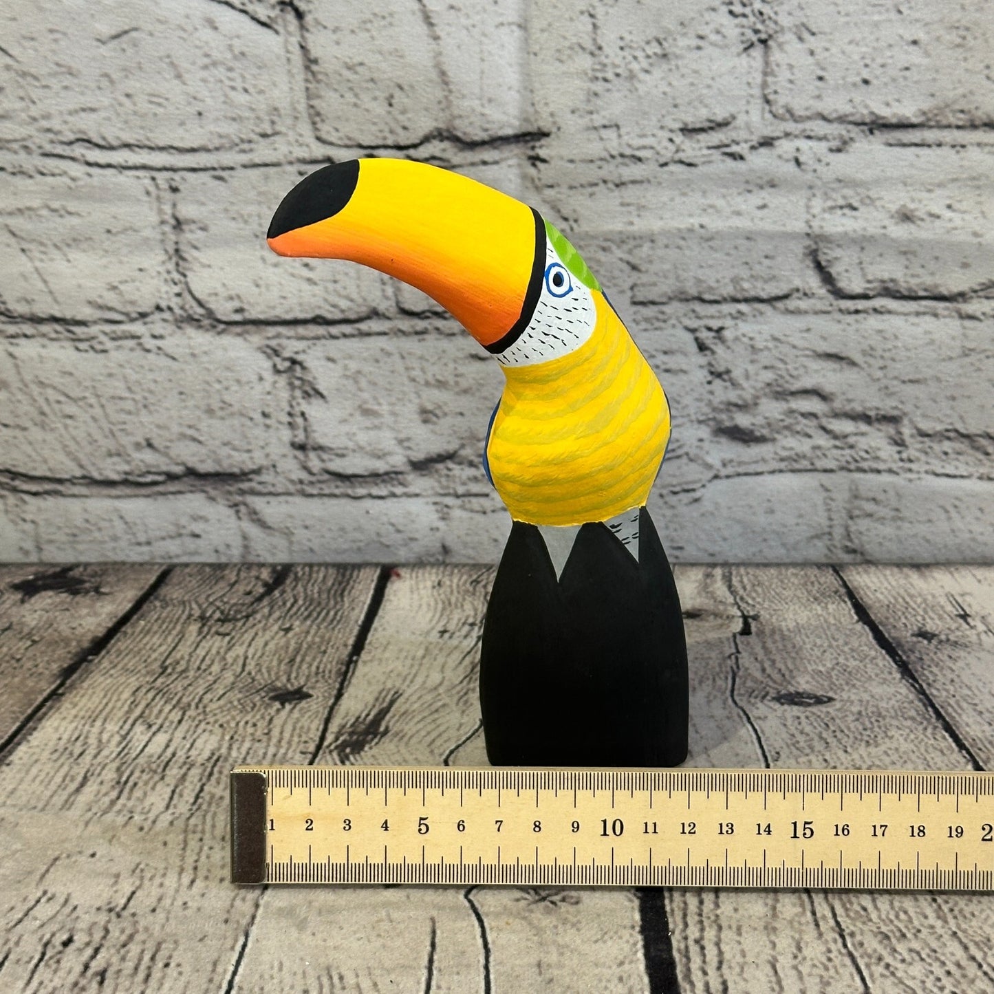 15cm Blue Toucan Bird Ornament Statue Fair Trade Hand Made Carved Wood