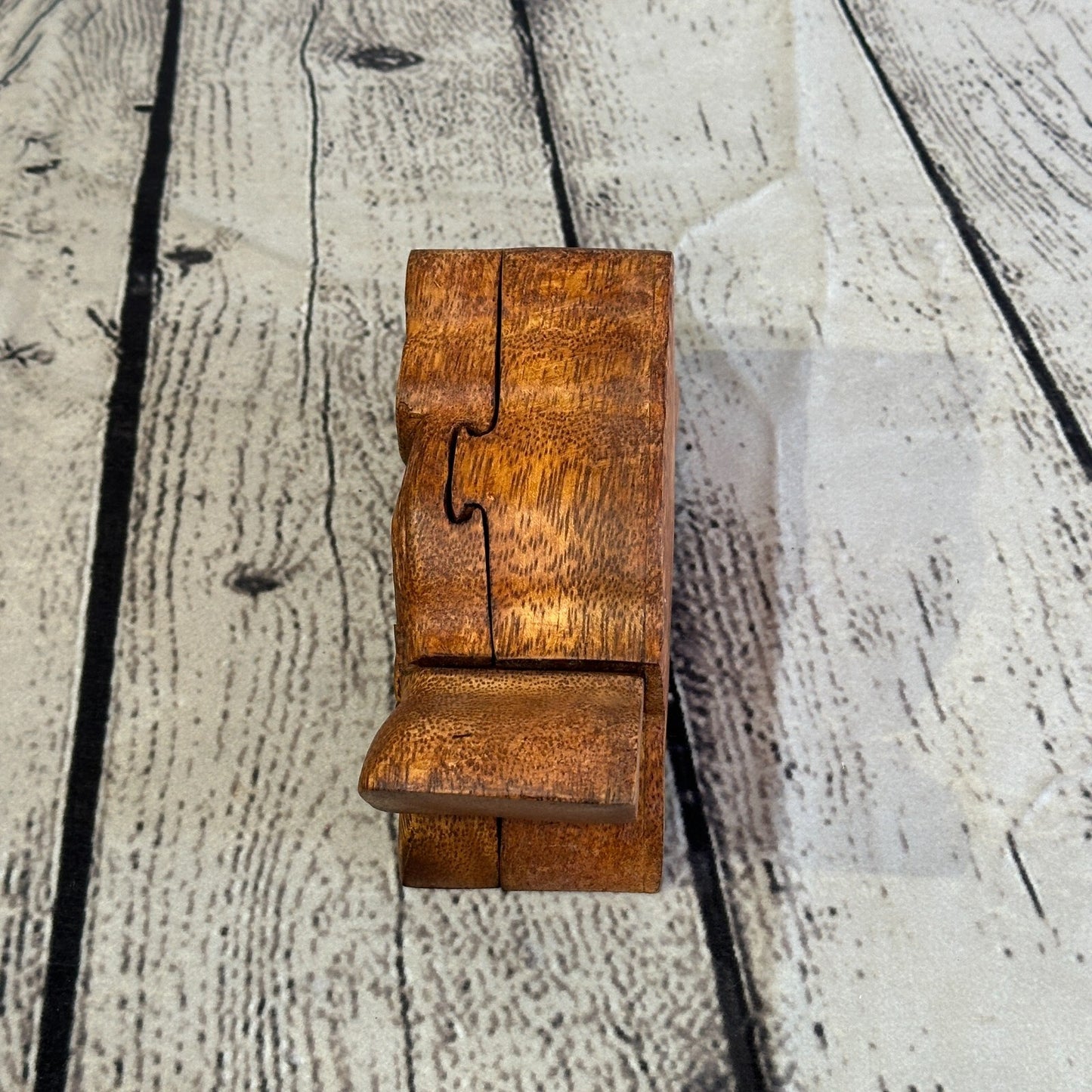 Carved Standing Owl 4 Bit Wooden Puzzle Box Secret Box Magic Trinket Handmade
