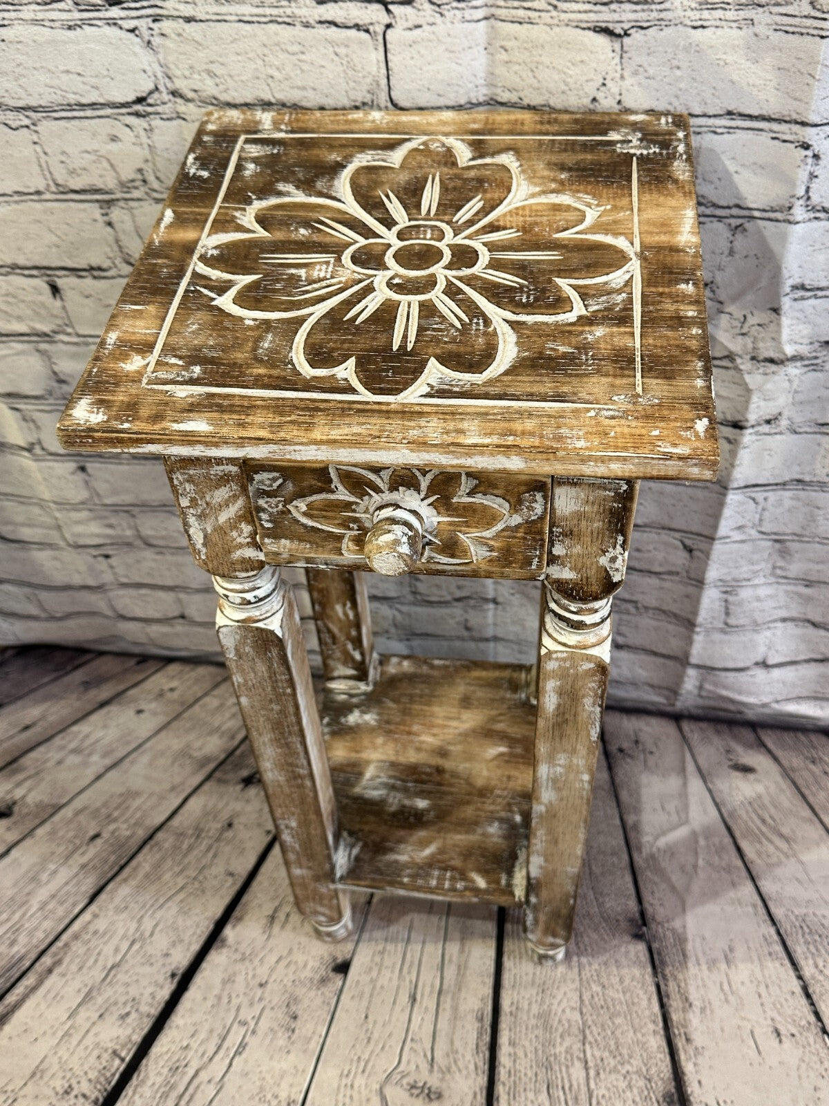 60cm x 25cm Brown 1 Draw Wooden Side Cabinet Living Hallway Storage Furniture