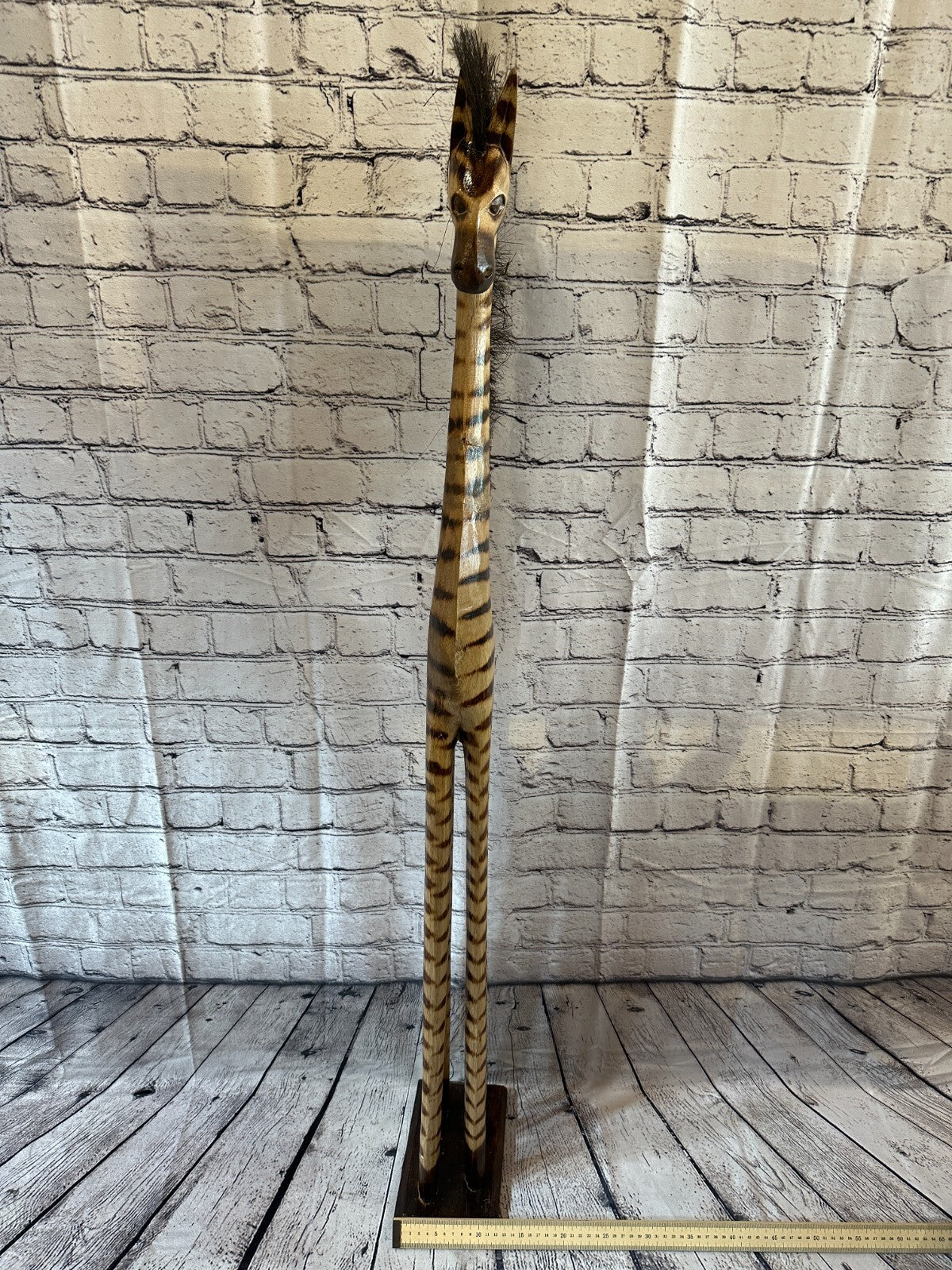 120cm Burnt Pattern Wood Horse Tall Statue Wood Modern Hand Carved Painted
