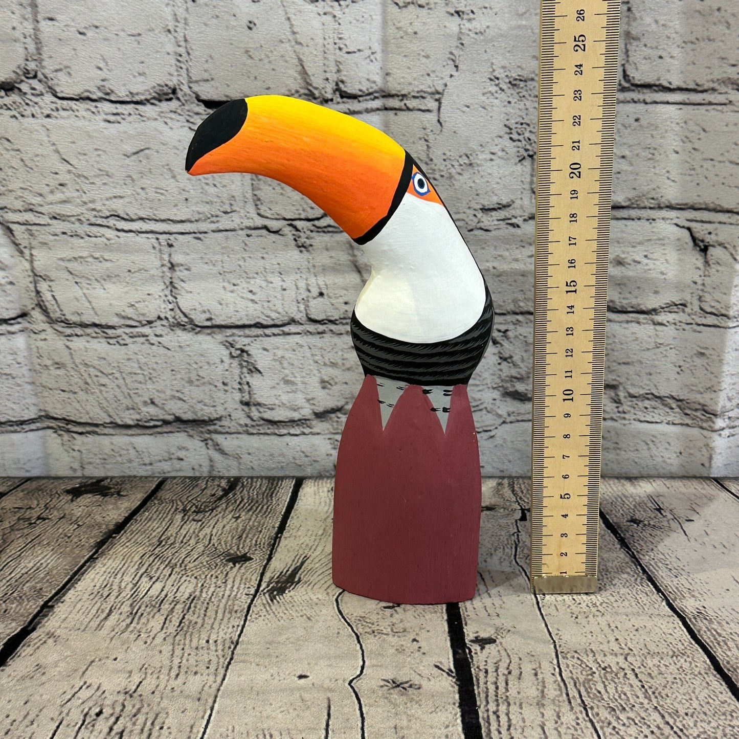 20cm Black Toucan Bird Ornament Statue Fair Trade Hand Made Carved Wood