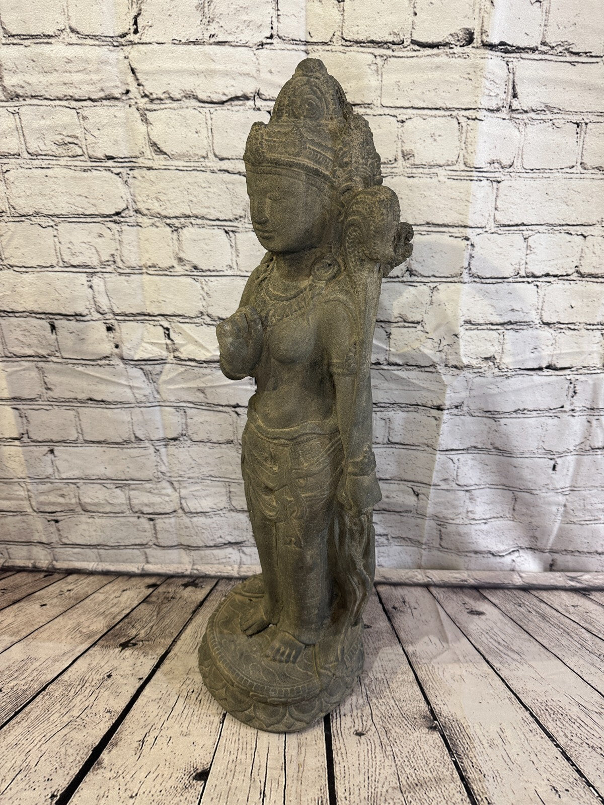Shiva Goddess Stone Garden 65cm x 18cm Ornament Outdoor Indoor Statue Hindu