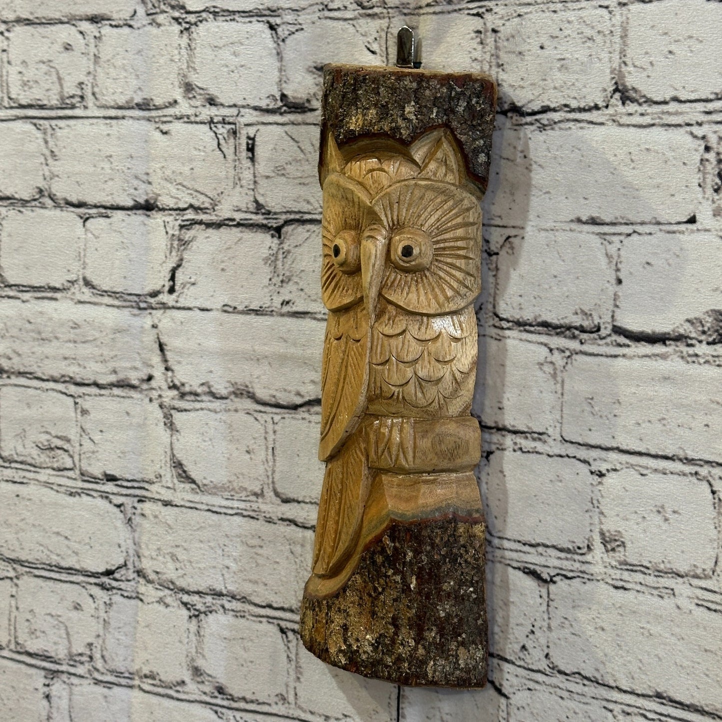 Barn Owl Of The Woods 30cm Hand Carved Wizard Tree Trunk Wood Fairtrade