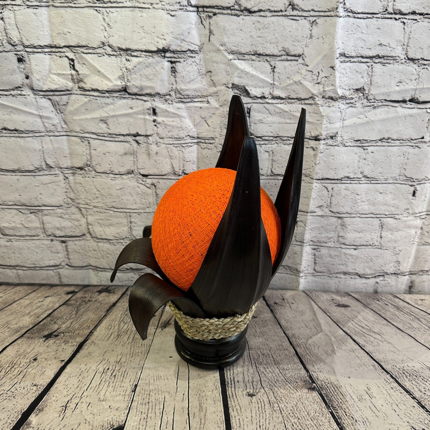 Orange Dark Brown Natural 35cm Tall Leaf Lamp Twist LED UK Mains Plug Design 3