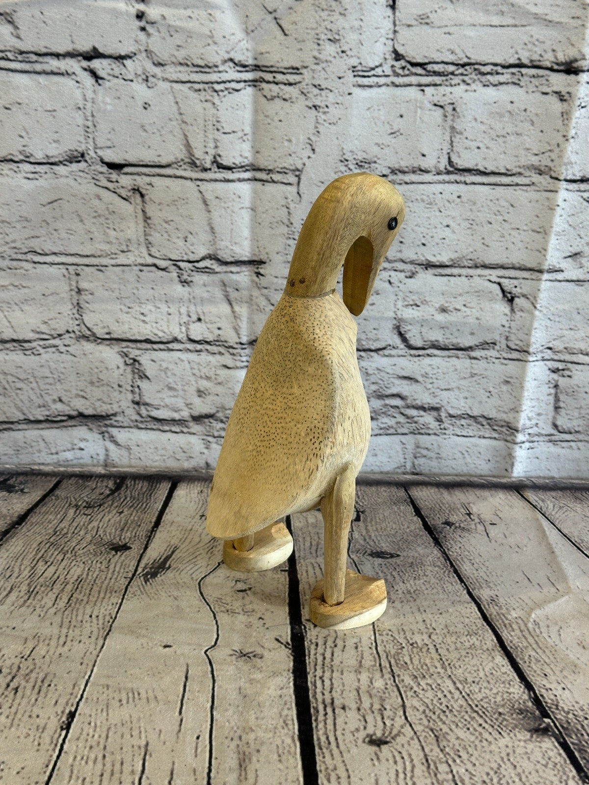 Swan Neck 25cm Tall Wooden Hairy Duckling Baby Duck Bamboo Root Fairtrade