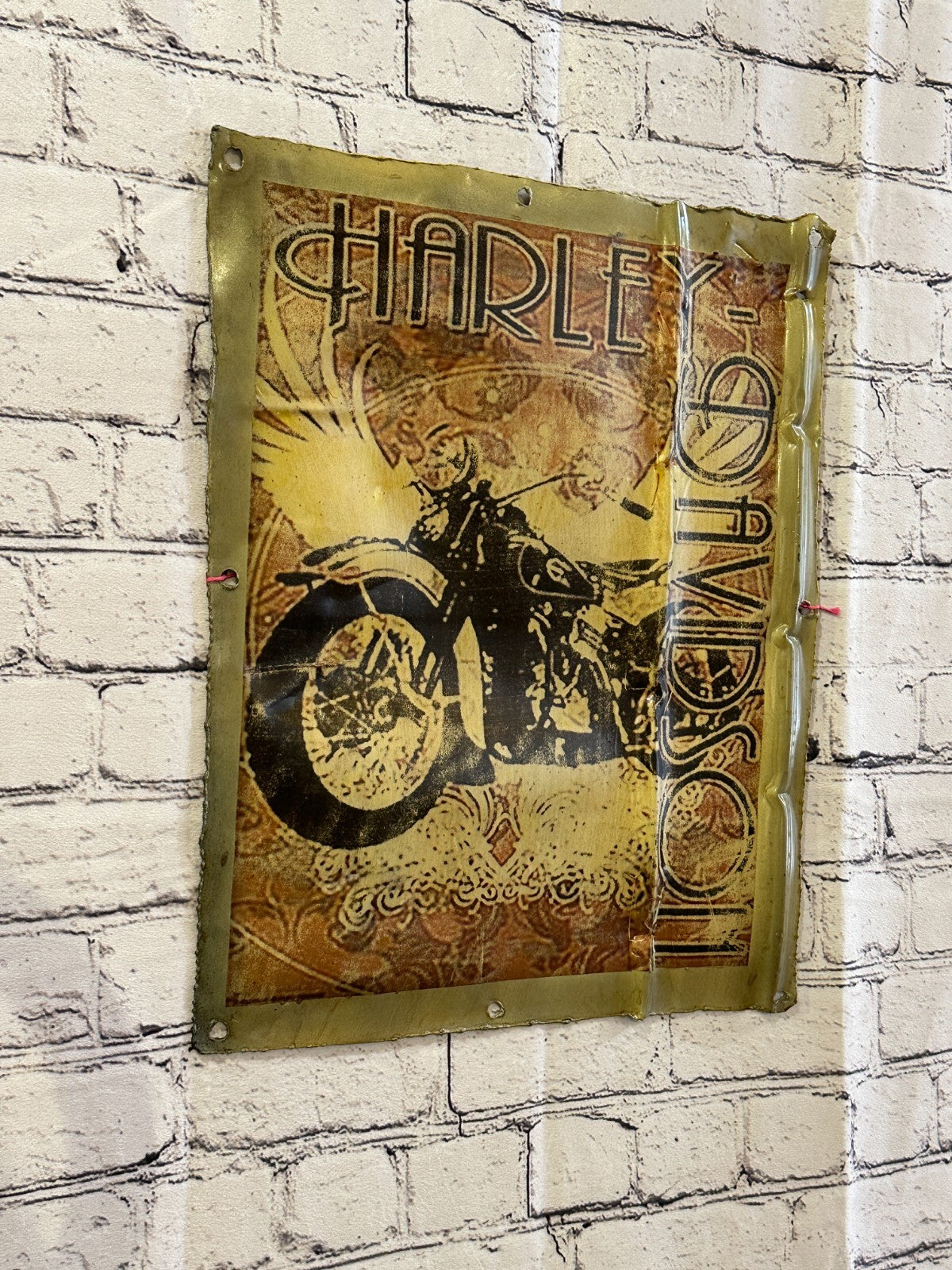 Motorbike Harley Davidson Advert Wall Plaque 42cm x 36cm Vintage Retro Tin Sign