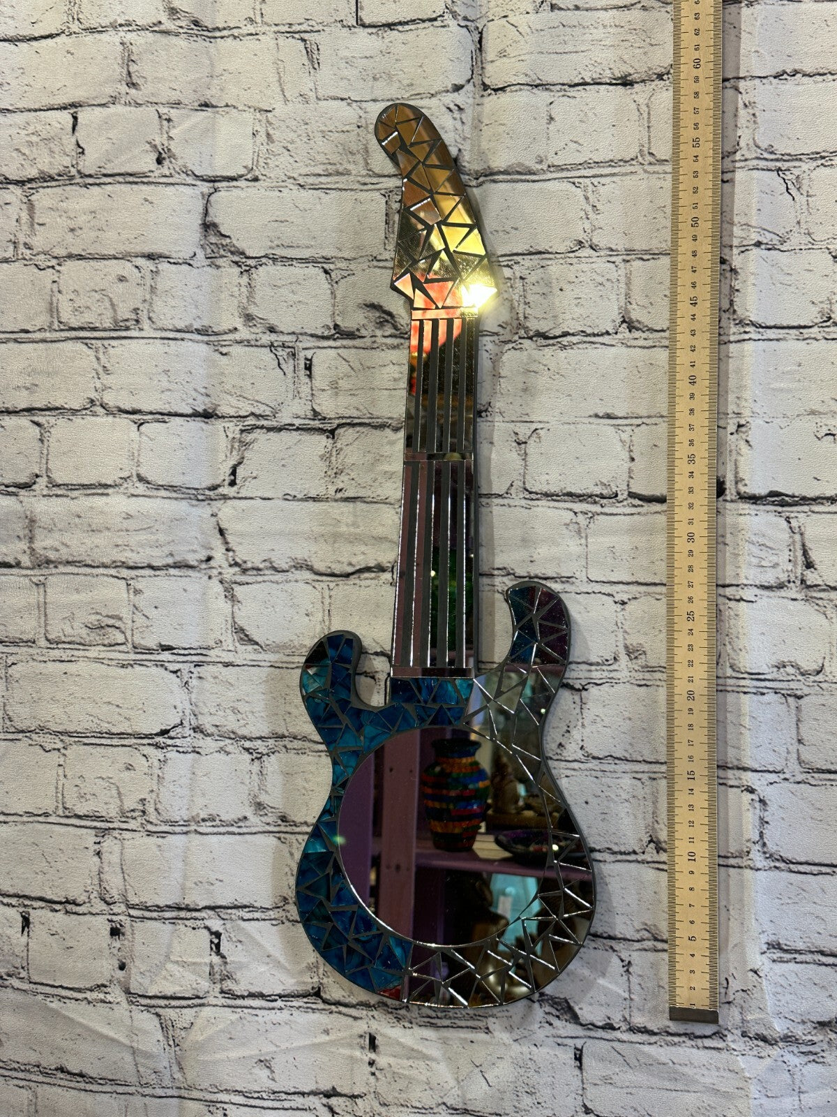 Blue Guitar Mosaic Tile Wall Mirror 60cm x 20cm 24 Inches Handmade New