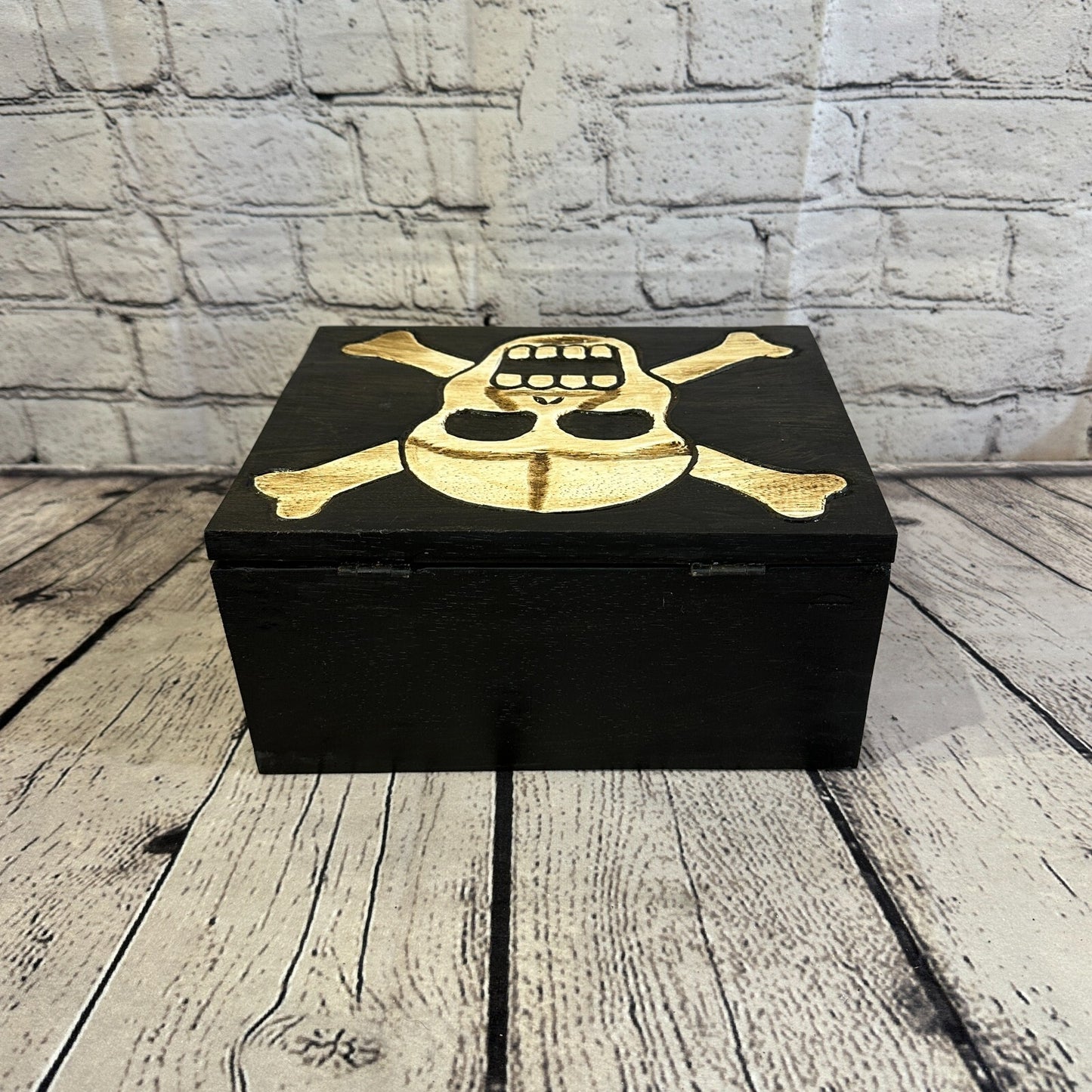22cm x 17cm Book Wooden Gothic Skeleton Skull Coffin Jewellery Trinket Box