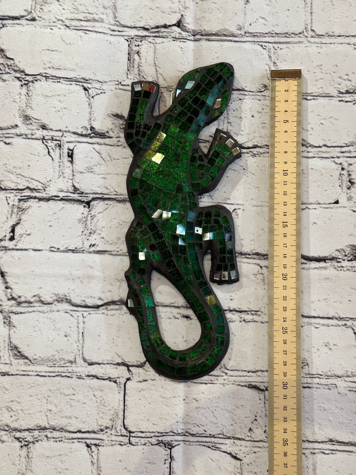 30cm Gecko Green Mosaic Wall Hanging Wooden Ornaments Wood Carving