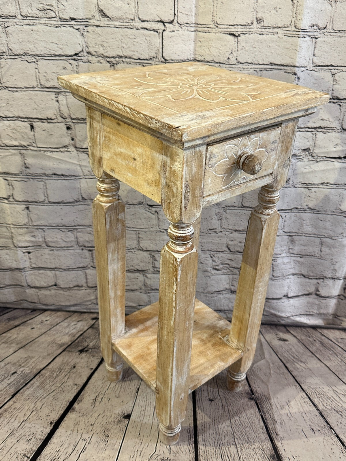 60cm x 25cm Cream 1 Draw Wooden Side Cabinet Living Hallway Storage Furniture