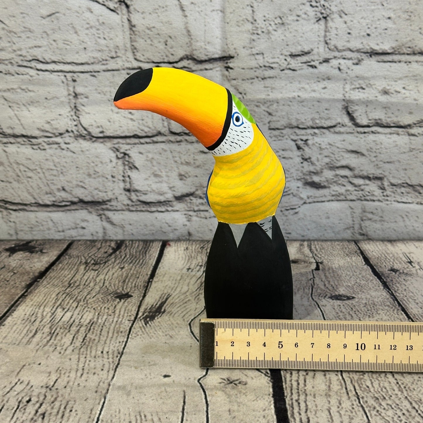 15cm Blue Toucan Bird Ornament Statue Fair Trade Hand Made Carved Wood