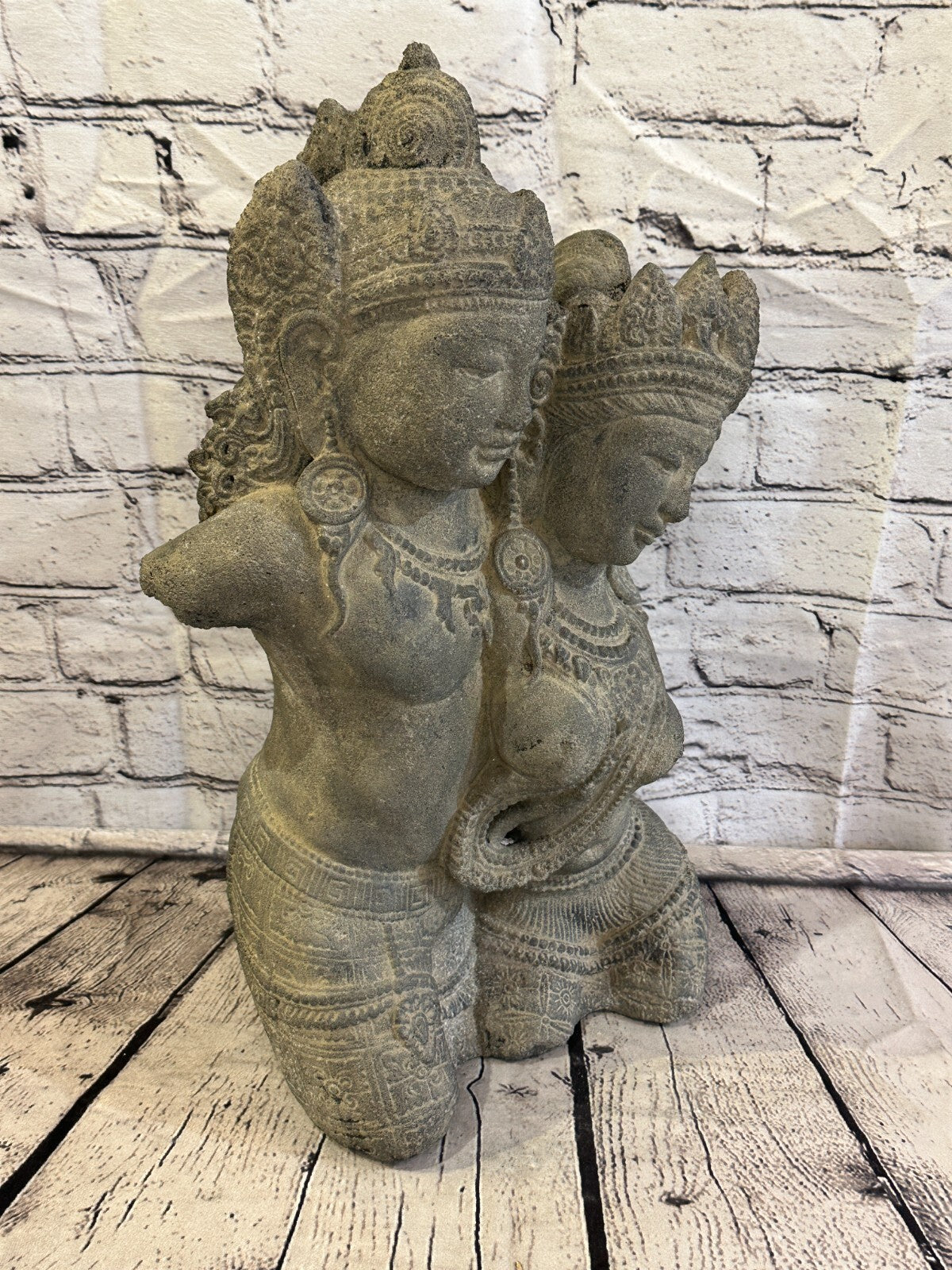 Rama & Sita Stone Garden 45cm x 25cm Ornament Outdoor Indoor Statue Hindu