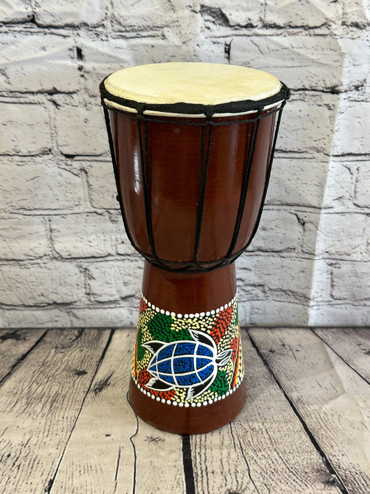 30cm Painted Wooden Djembe Bongo Painted African Influenced Drum High Handmade