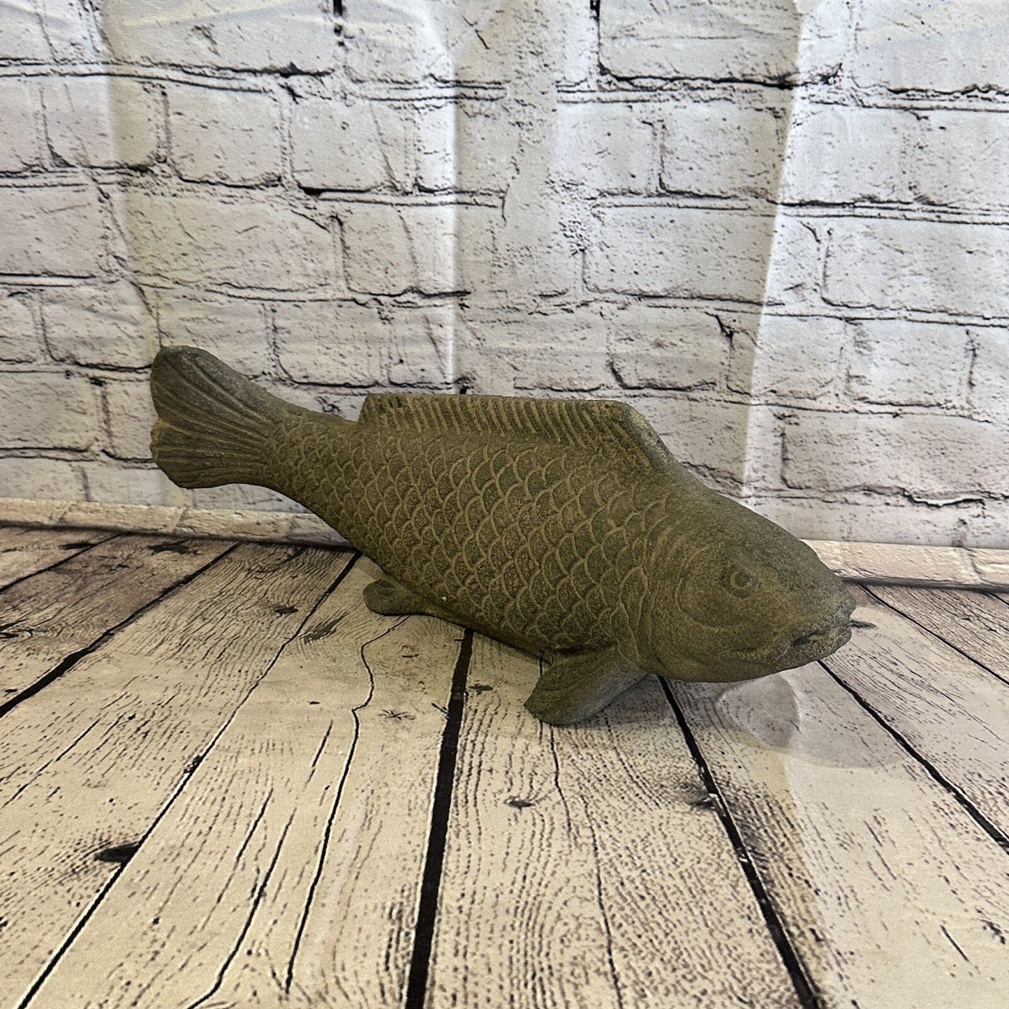 Koi Fish Carp Stone Garden 40cm x 15cm Ornament Outdoor Indoor Statue Hindu