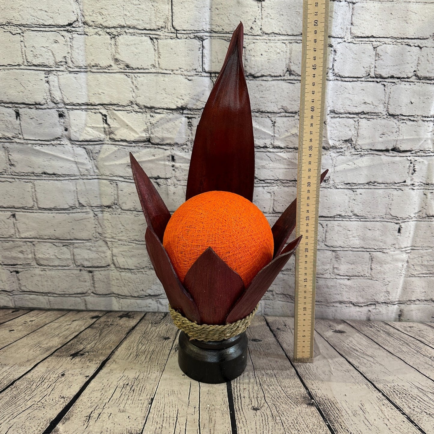 Orange Red Leaf Natural 50cm Tall Leaf Lamp Twist LED UK Mains Plug Design 8