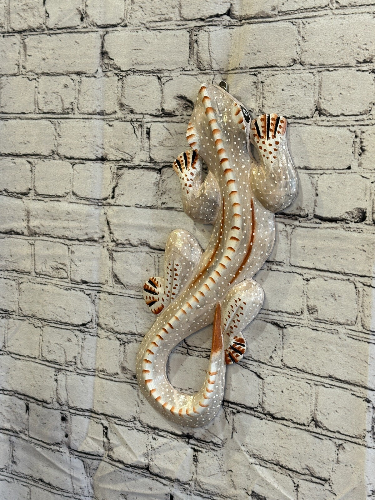 40cm Gecko Lizard Grey Wood Wall Hanging Wooden Ornaments Wood Carving