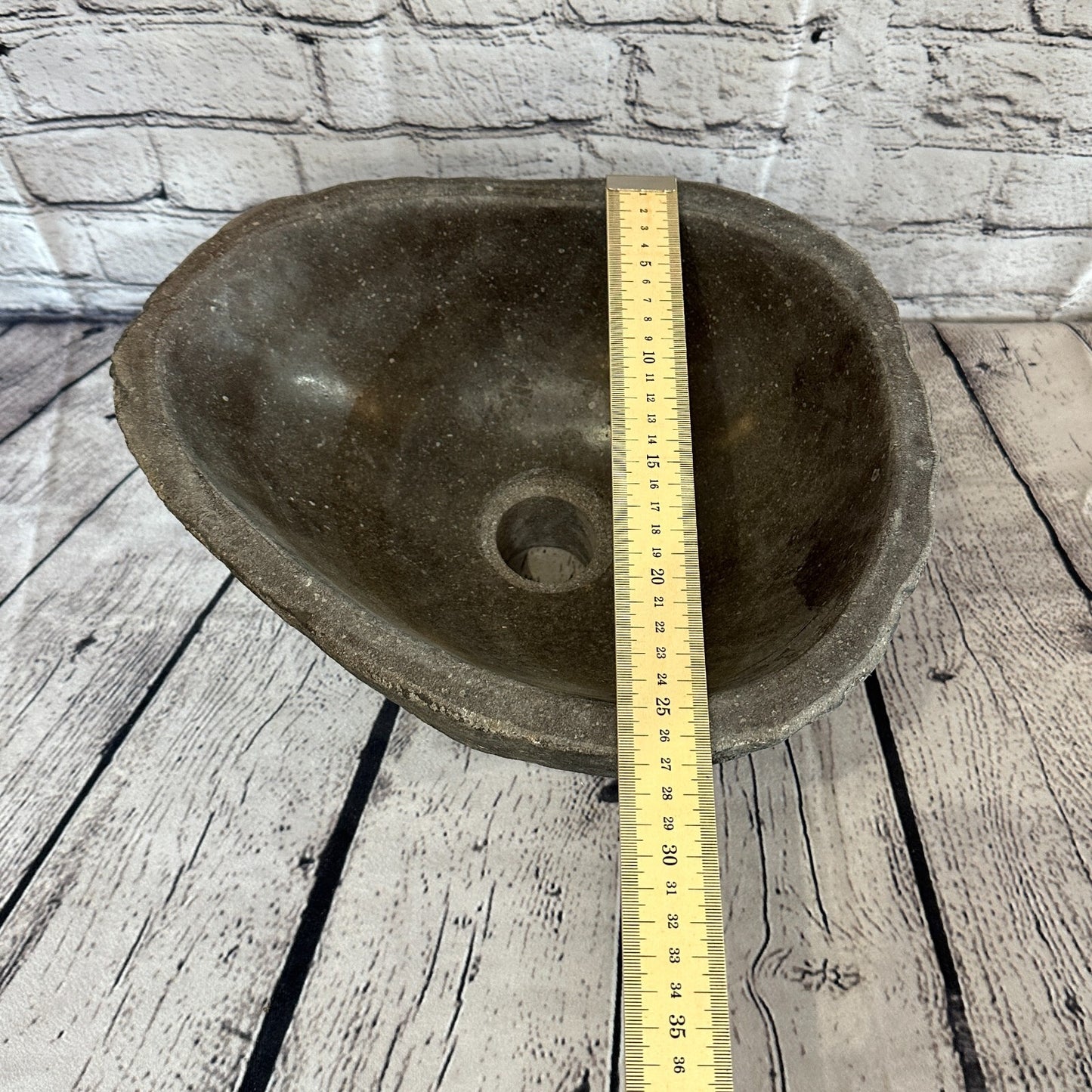 31cm x 27cm River Stone Sink Basin Bowl Natural for Bathroom Washroom Oval No 12