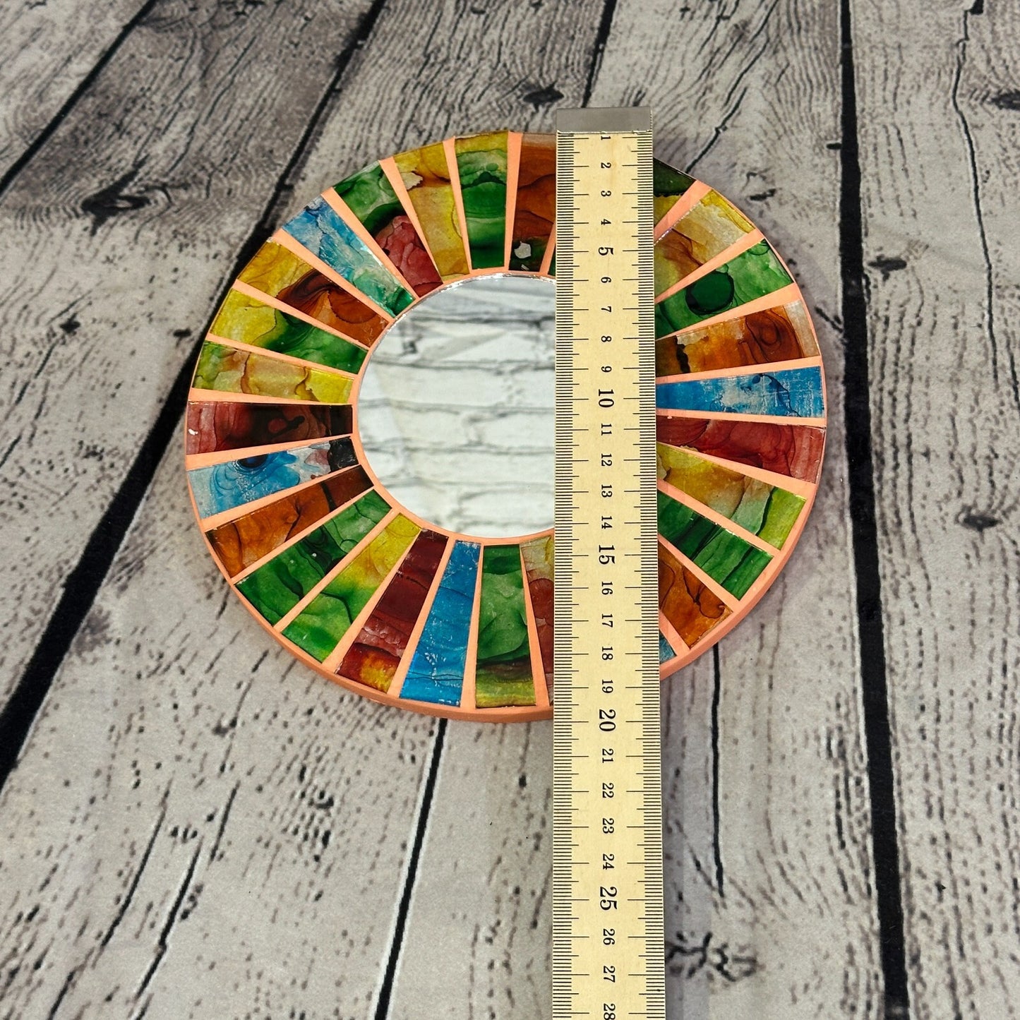 Rainbow Terracotta Mosaic Tile Wall Mirror 20cm x 20cm 8 Inches Handmade New