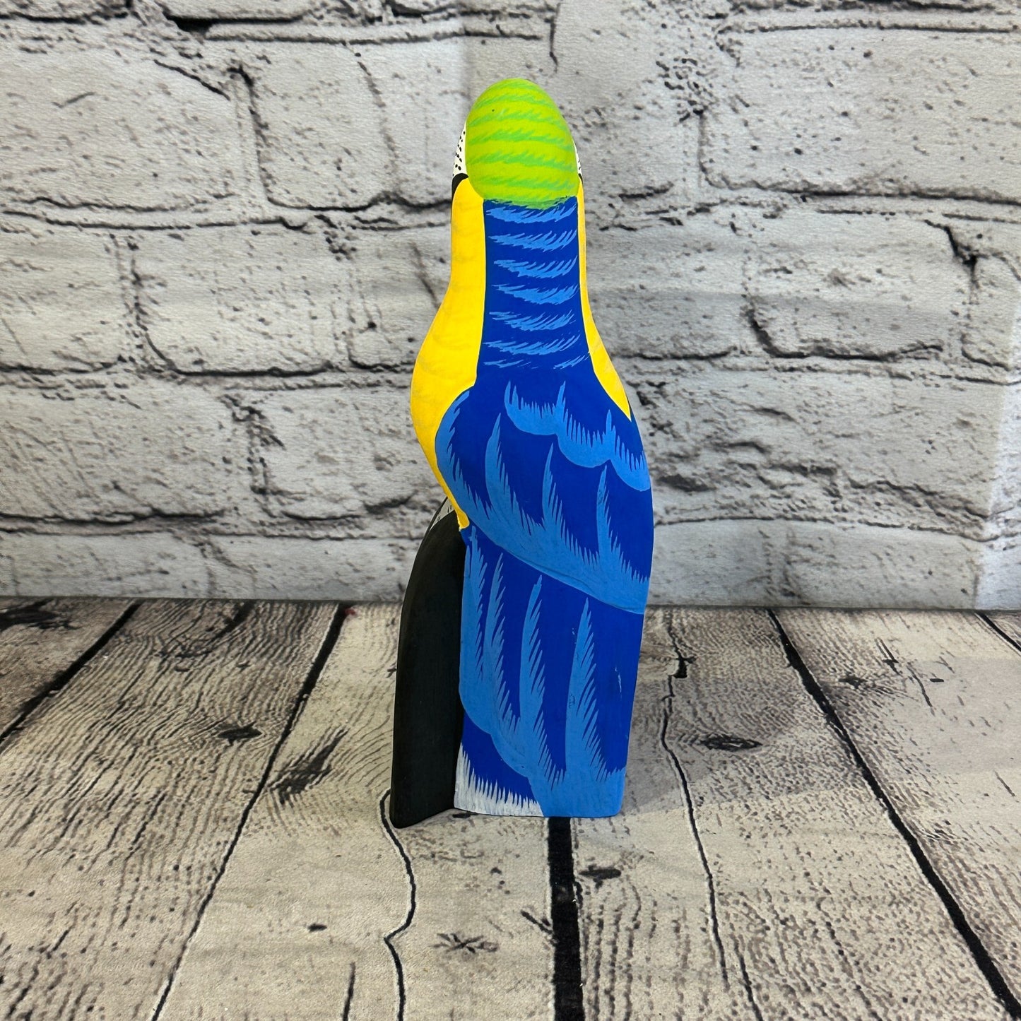 20cm Blue Parrot Bird Ornament Statue Fair Trade Hand Made Carved Wood